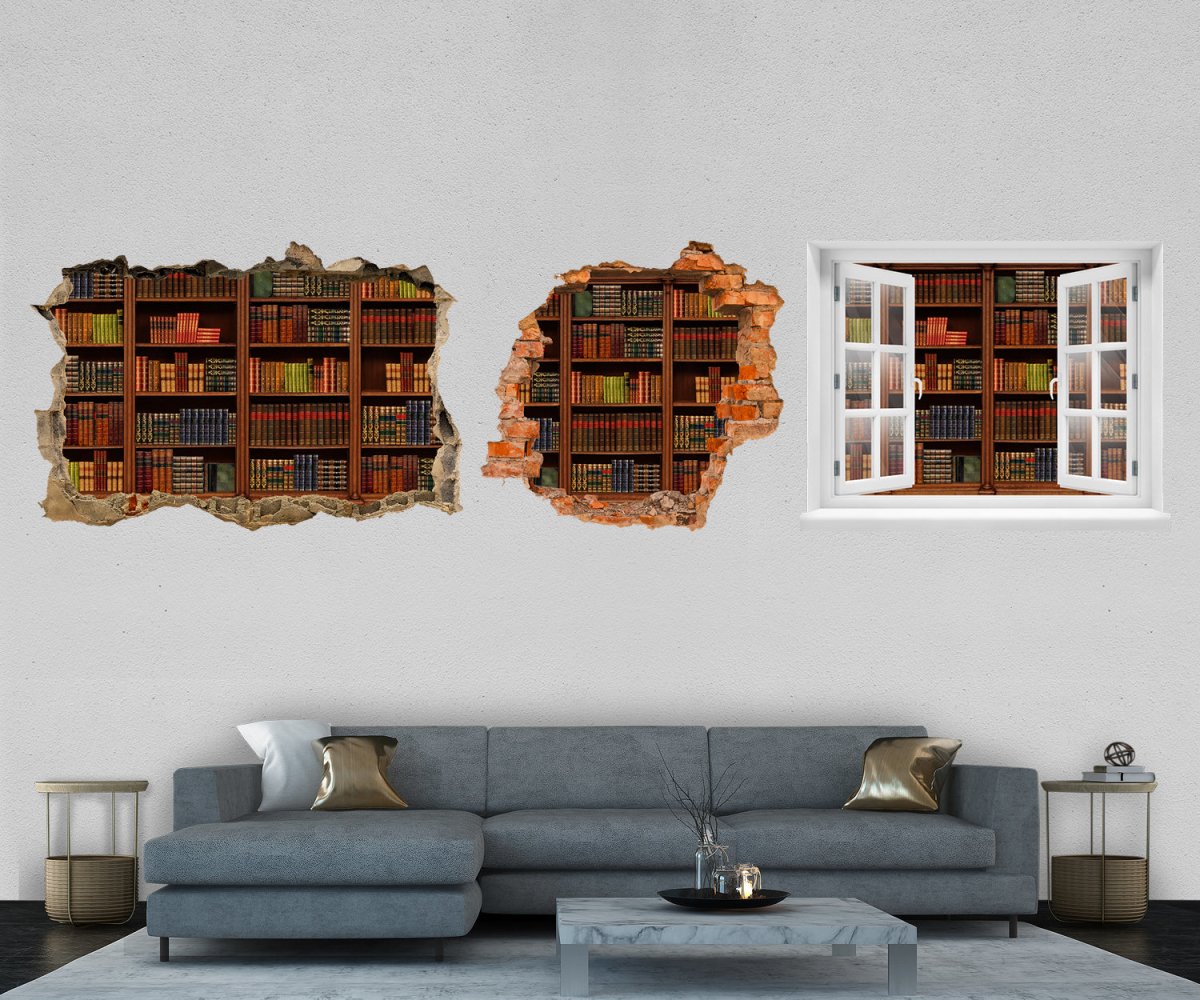 3D-Wandtattoo Bücher-regal, Buch, Bücherei, Holz M1123 Wandsticker entdecken 
