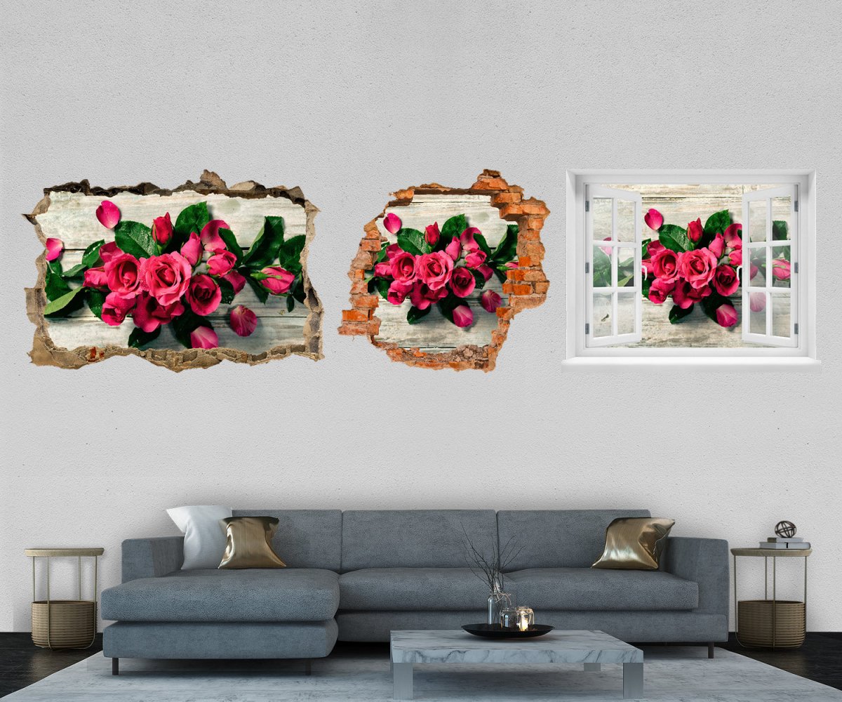 auf Grün - Blume, Rose, Rote Rosen 3D-Wandtattoo Tisch, Wandsticker M1297 entdecken