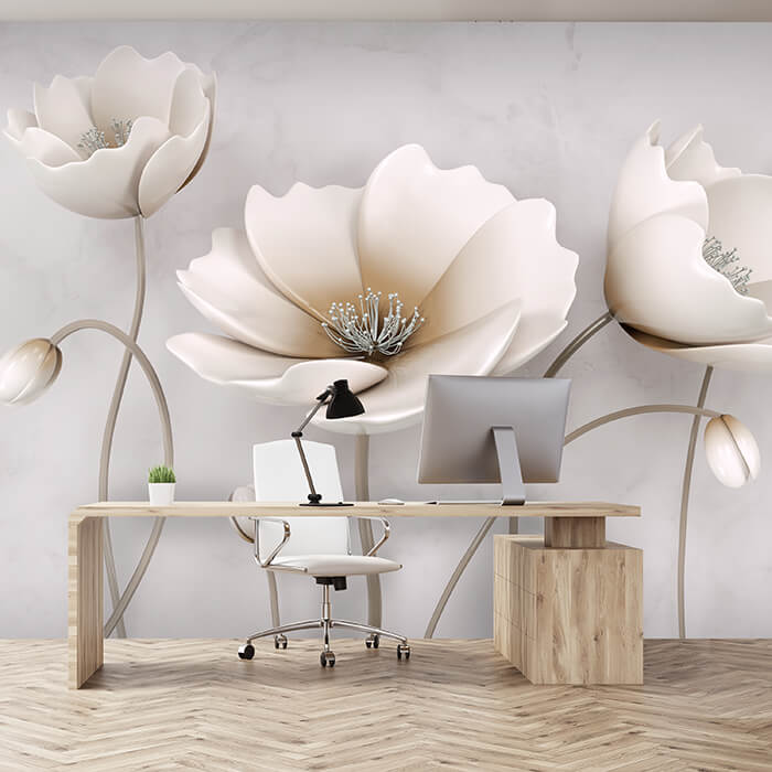 Concrete Flowers Wall M1797 Mural 3D Discover