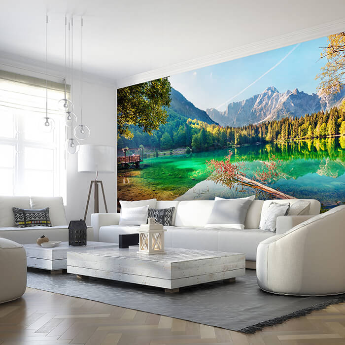Mountain Wall Forest mural M6180 Lake Discover Mountains