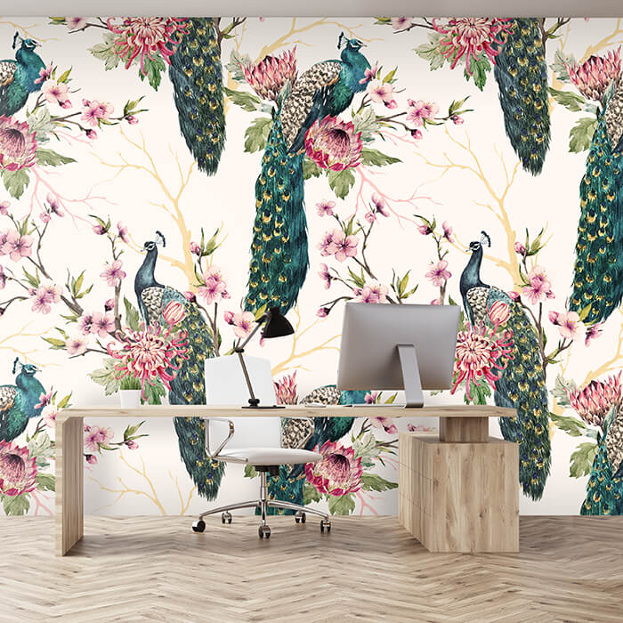 Wall Peacocks Discover M6578 Pattern Mural Art