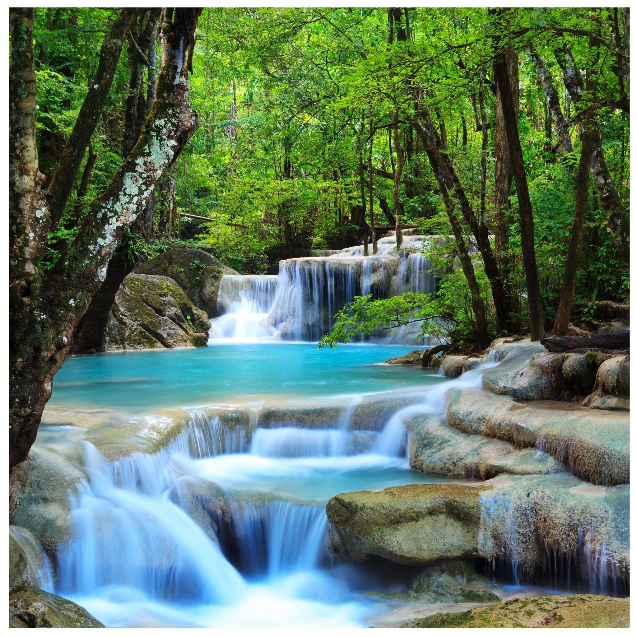 Quadratische Fototapete Wasserfall im Wald M0001 - Bild 11