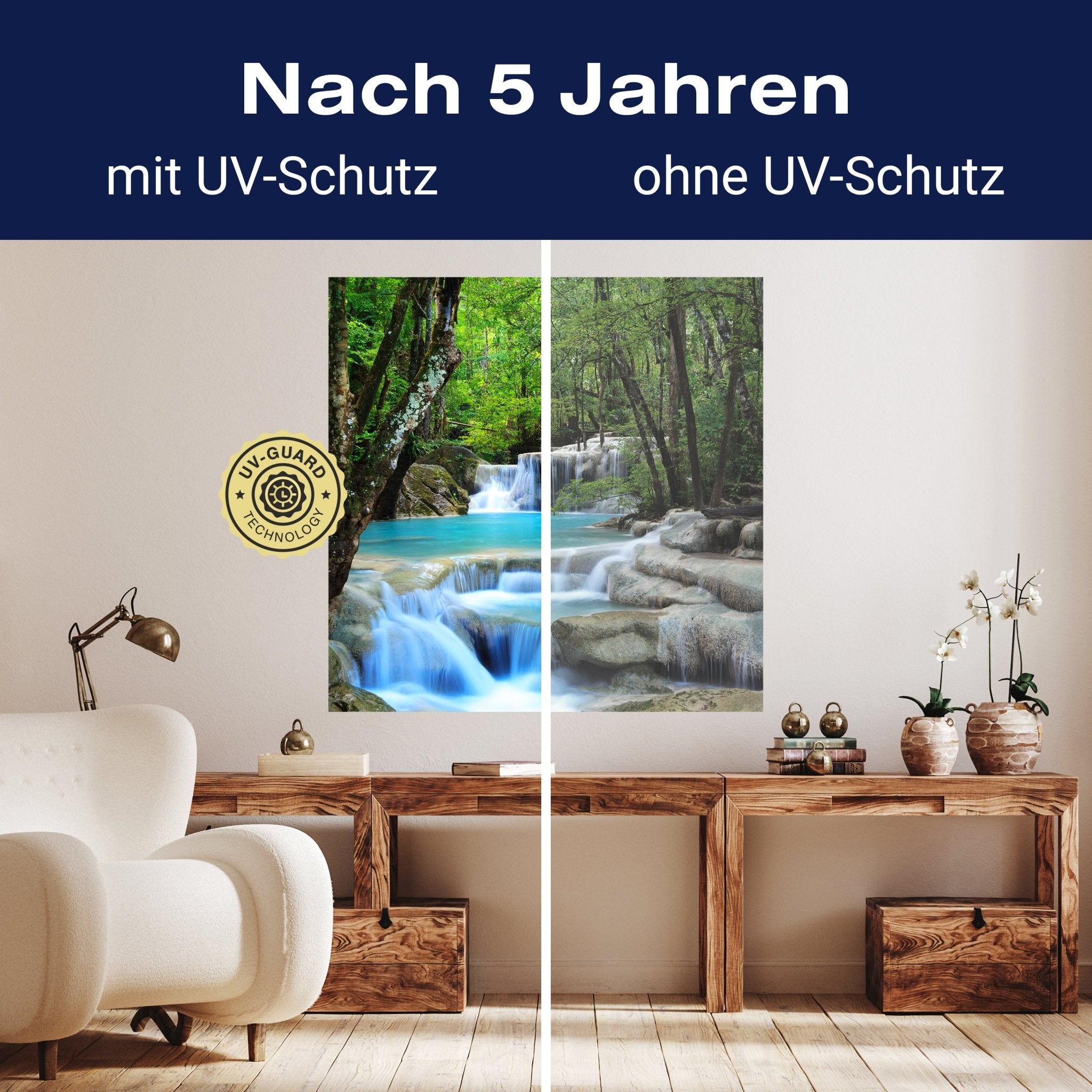 Quadratische Fototapete Wasserfall im Wald M0001 - Bild 9