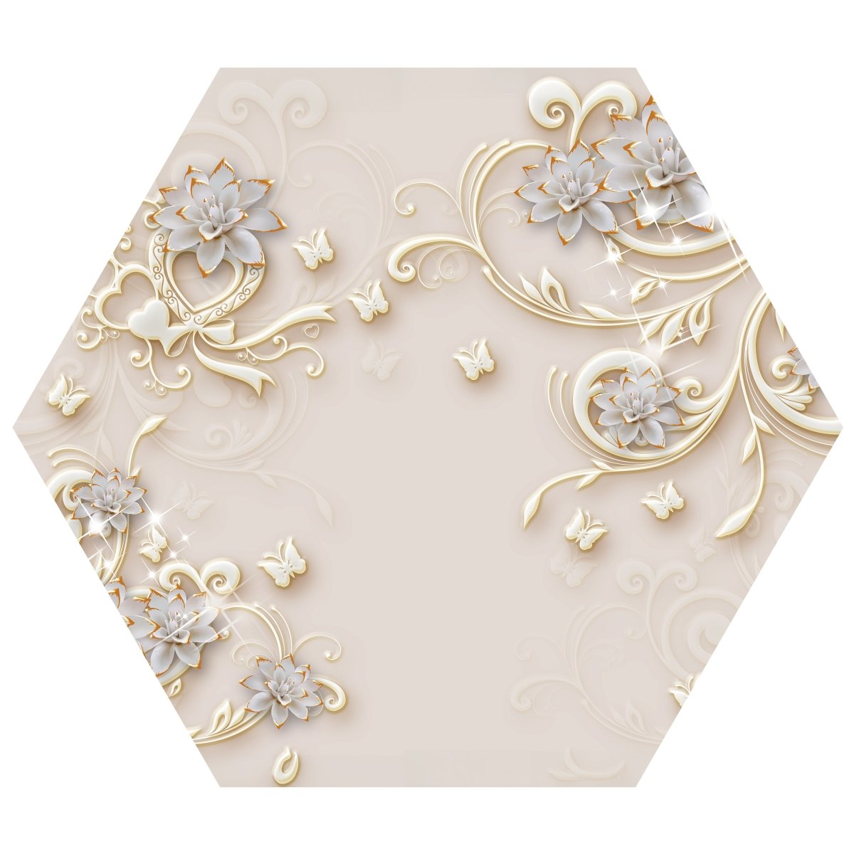 Hexagon-Fototapete goldene Blumen und Ornamente M0028 - Bild 11