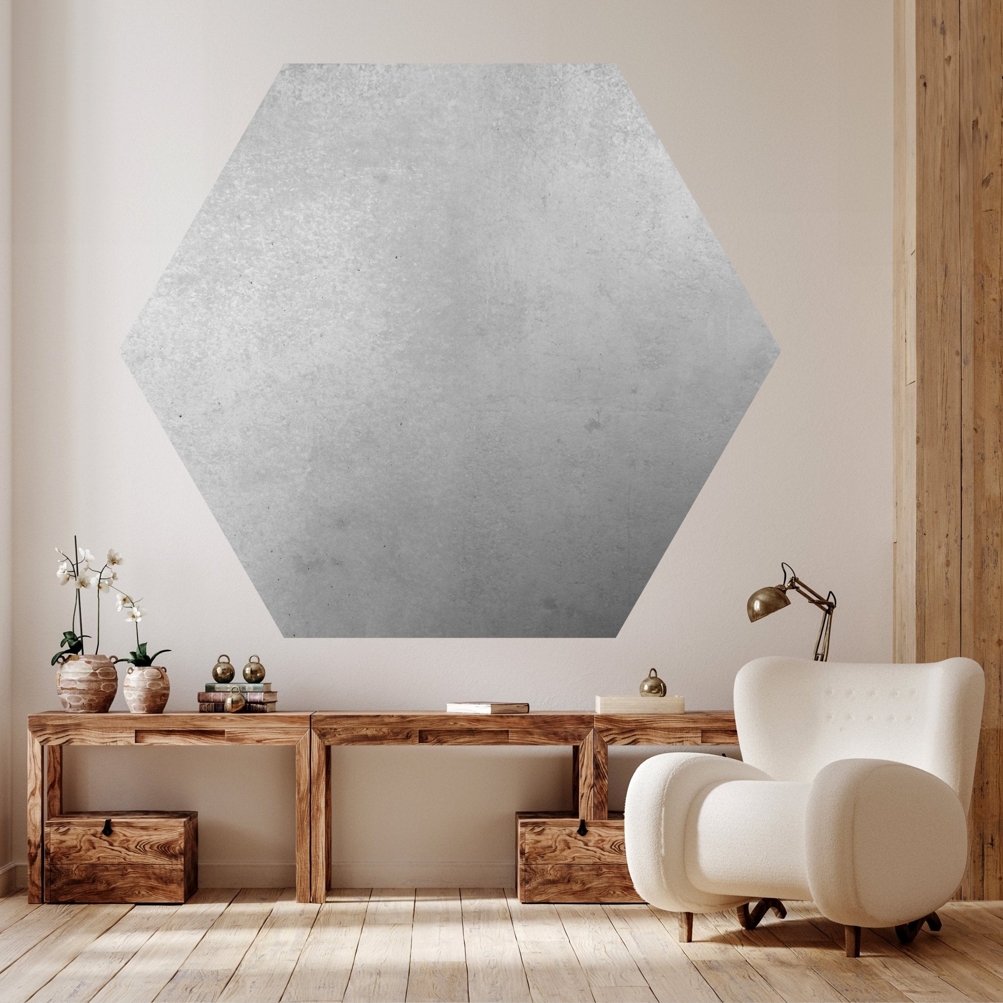 Hexagon-Fototapete Vintage Beton-mauer Grau M0056 - Bild 2