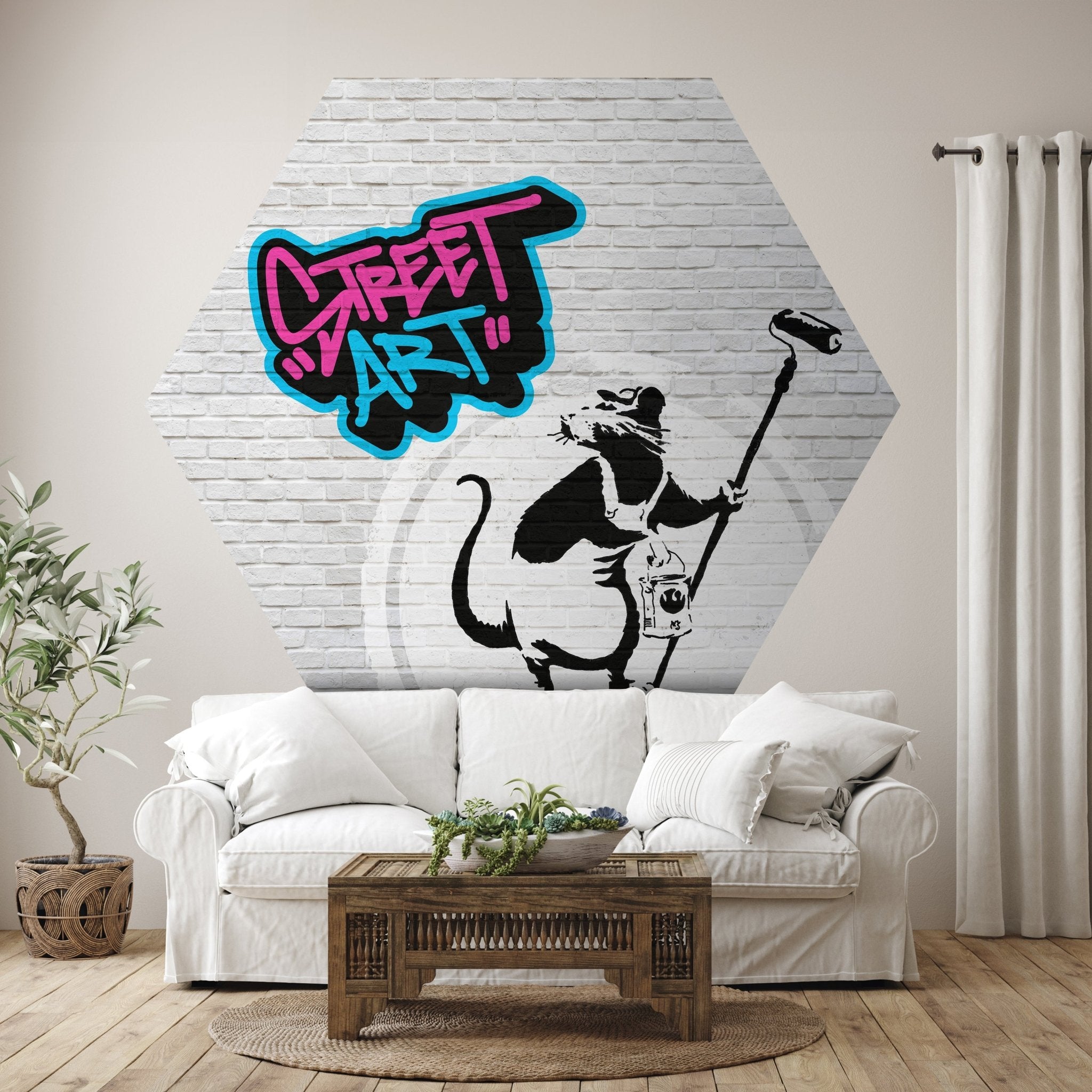 Hexagon-Fototapete Banksy Street Art M0076 - Bild 1