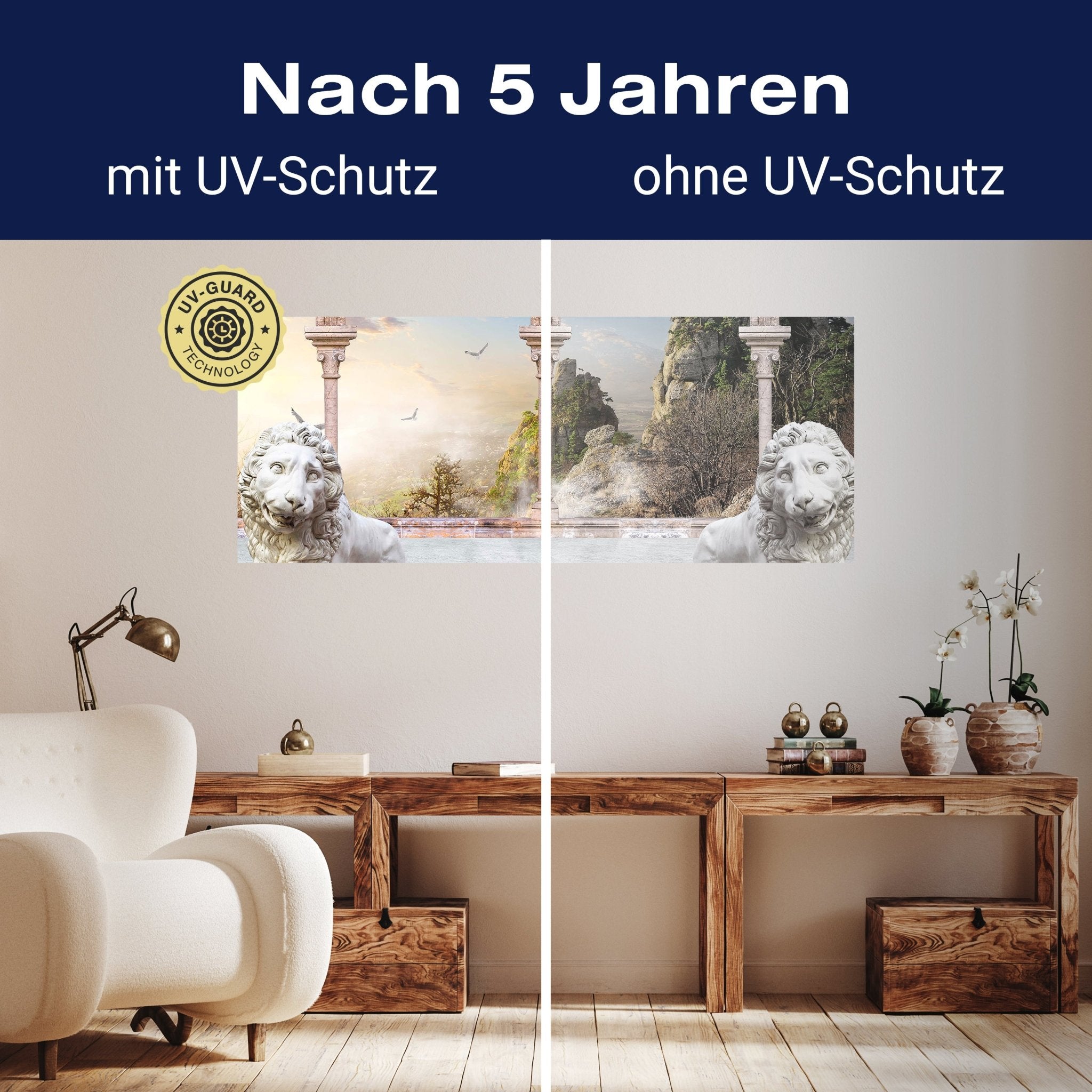 Leinwandbild Spalten mit Löwen M0578 kaufen - Bild 9