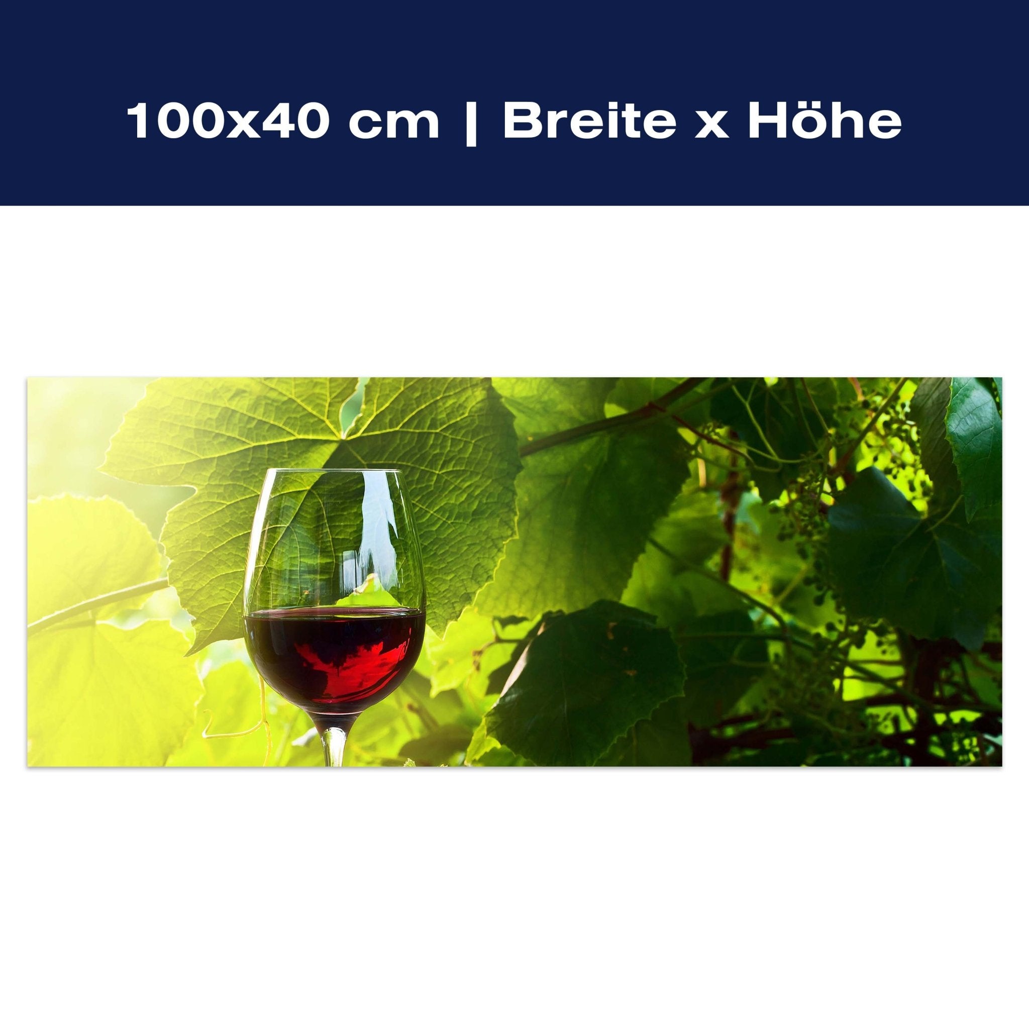 Leinwandbild Glas mit Rotwein im Weinberg M0830