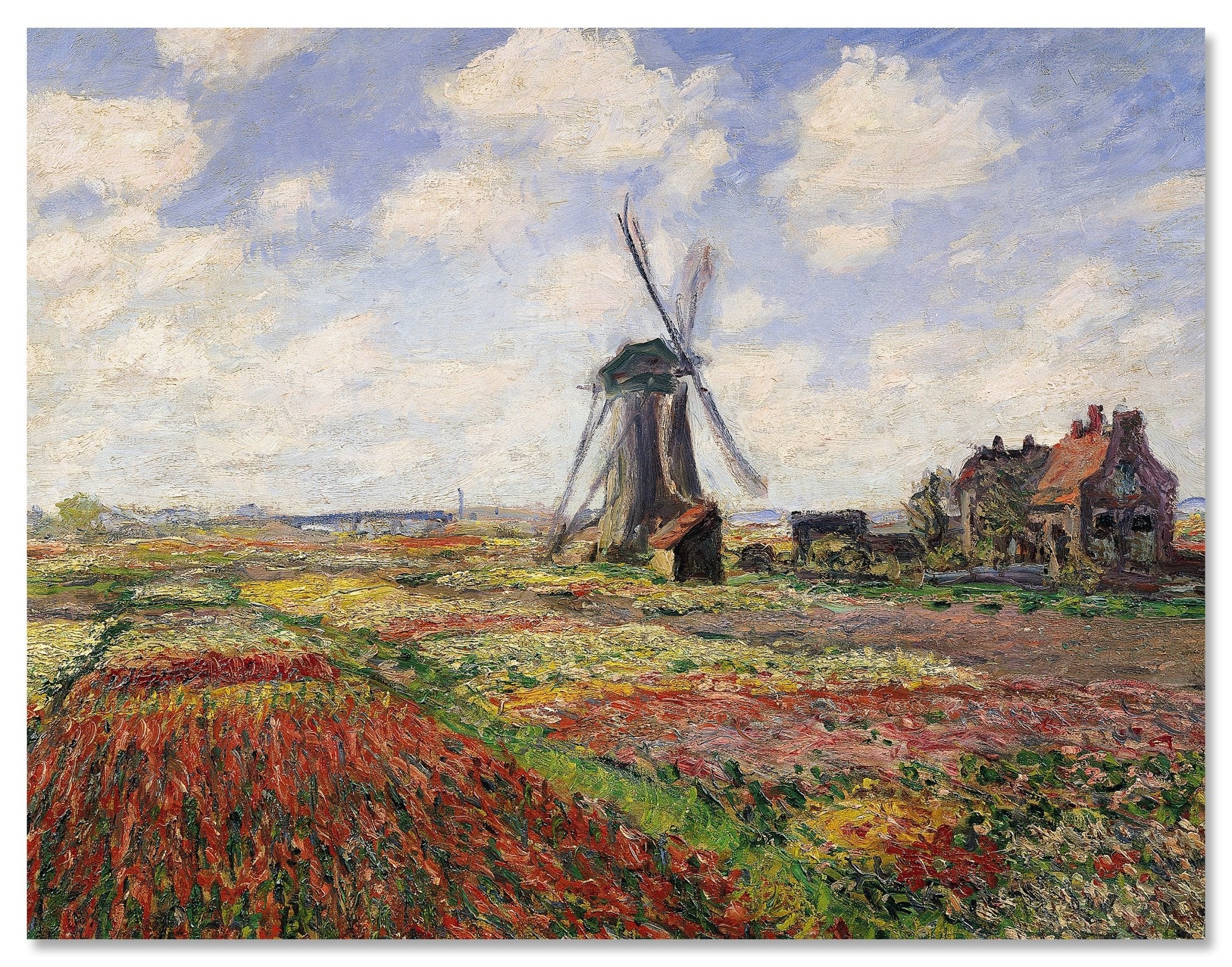 Leinwandbild Tulip Fields with the Rijnsburg Windmill, Claude Monet M0869