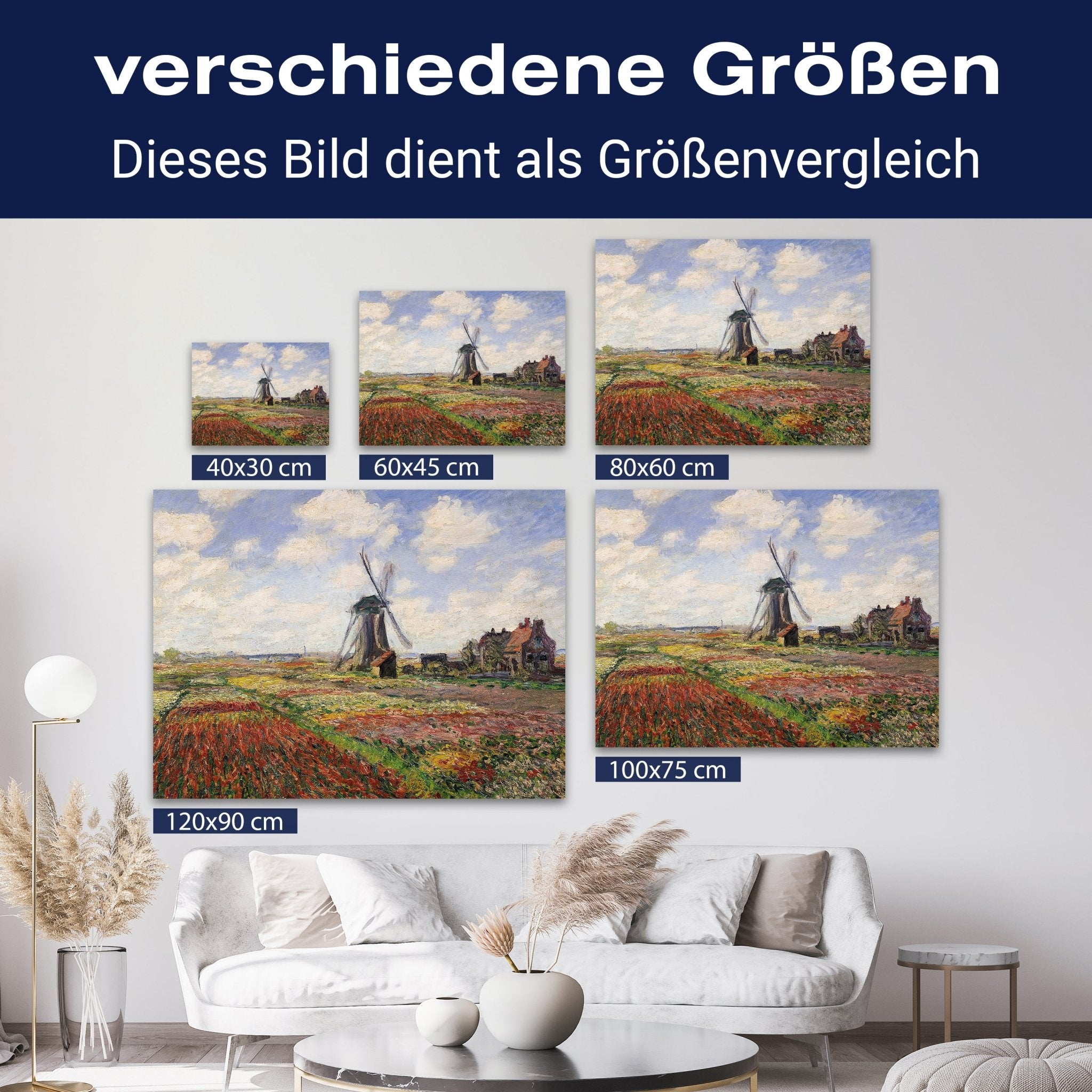 Leinwandbild Tulip Fields with the Rijnsburg Windmill, Claude Monet M0869 kaufen - Bild 8