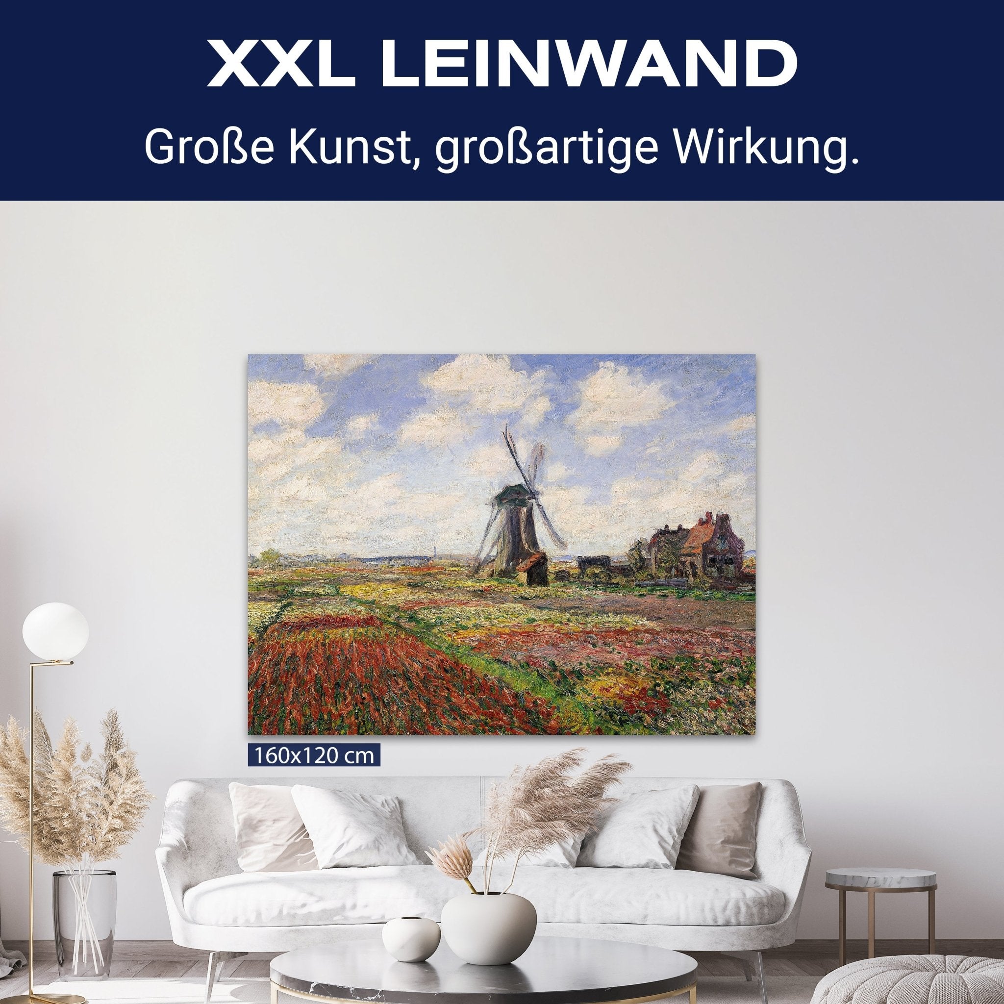 Leinwandbild Tulip Fields with the Rijnsburg Windmill, Claude Monet M0869 kaufen - Bild 9