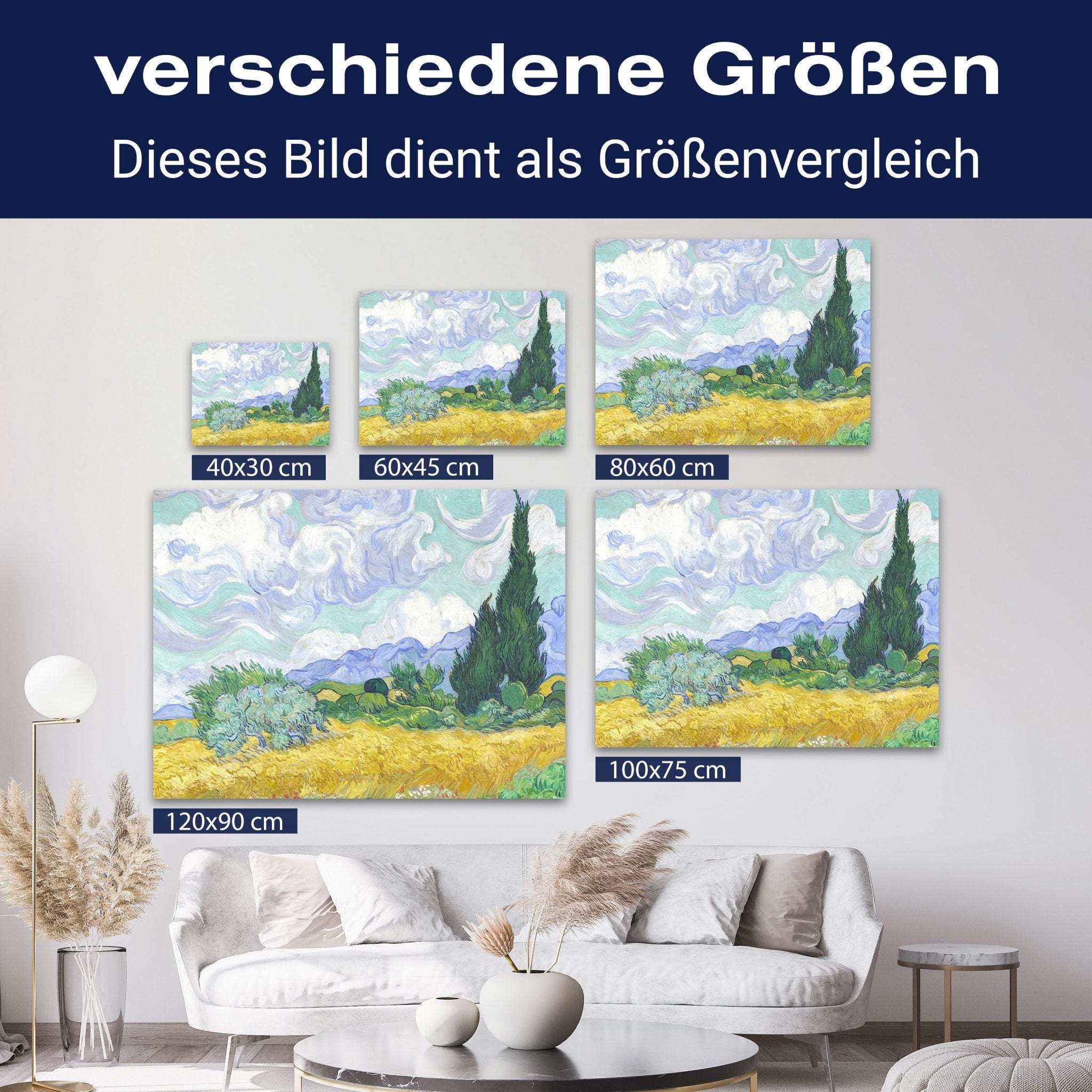 Leinwandbild Weizenfeld mit Zypressen, Vincent Van Gogh M0873 kaufen - Bild 8