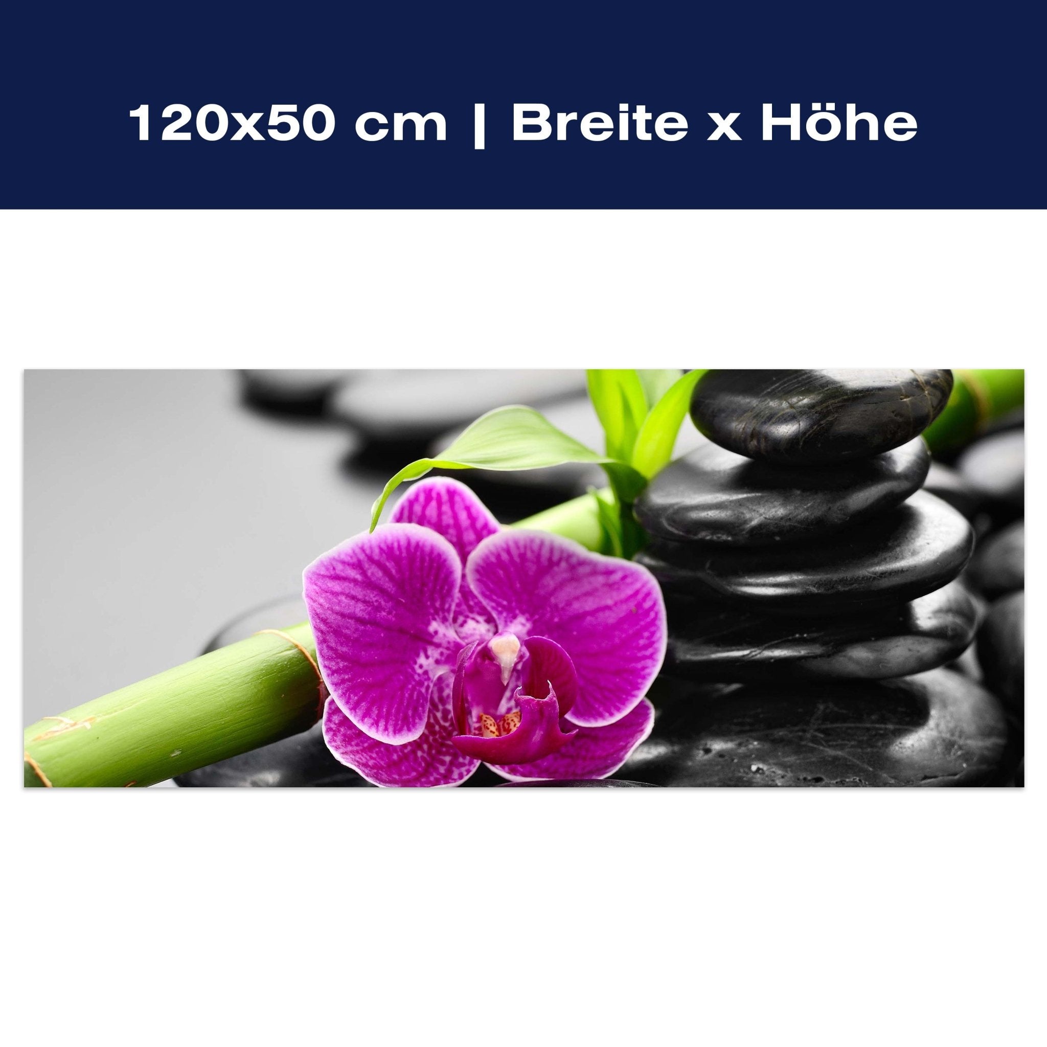 Leinwandbild Zen Basaltsteine und Orchidee M0954