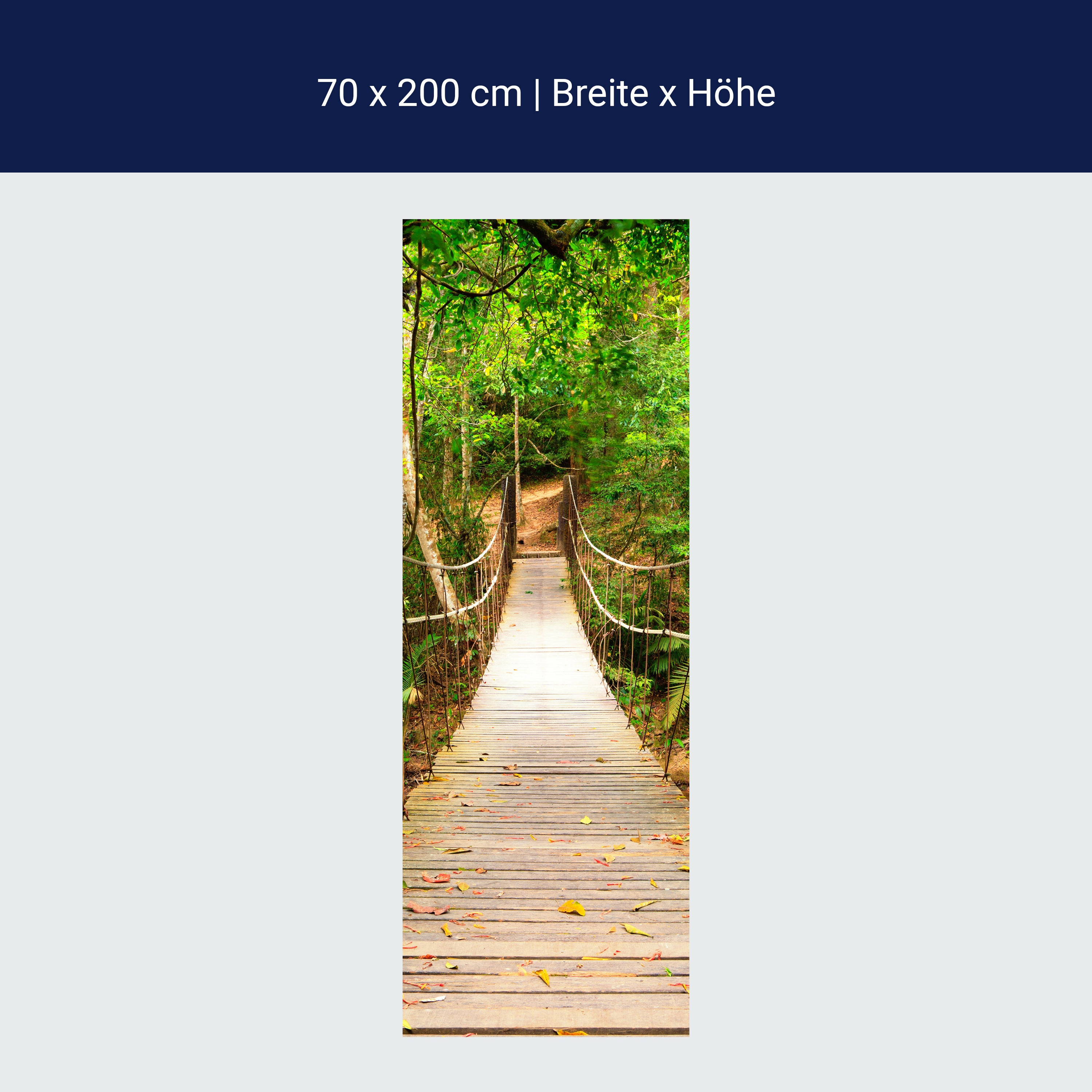 Türtapete Holz-brücke im Wald, Hängebrücke, Natur M1067