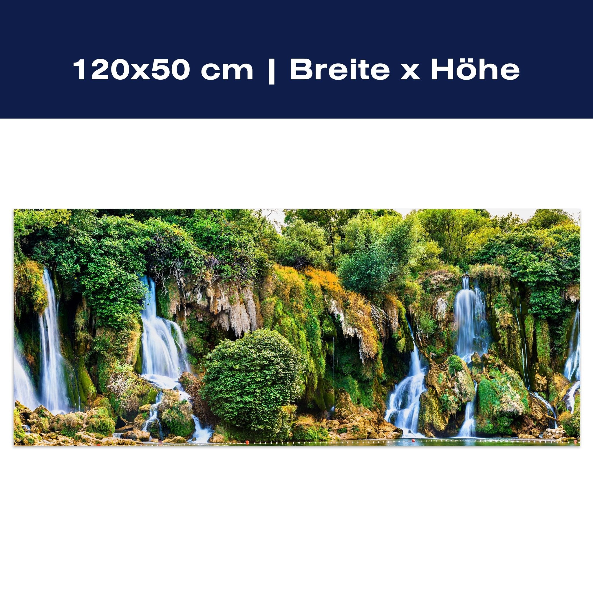 Leinwandbild Wasserfall im Urwald, Klippe, Dschungel M1081