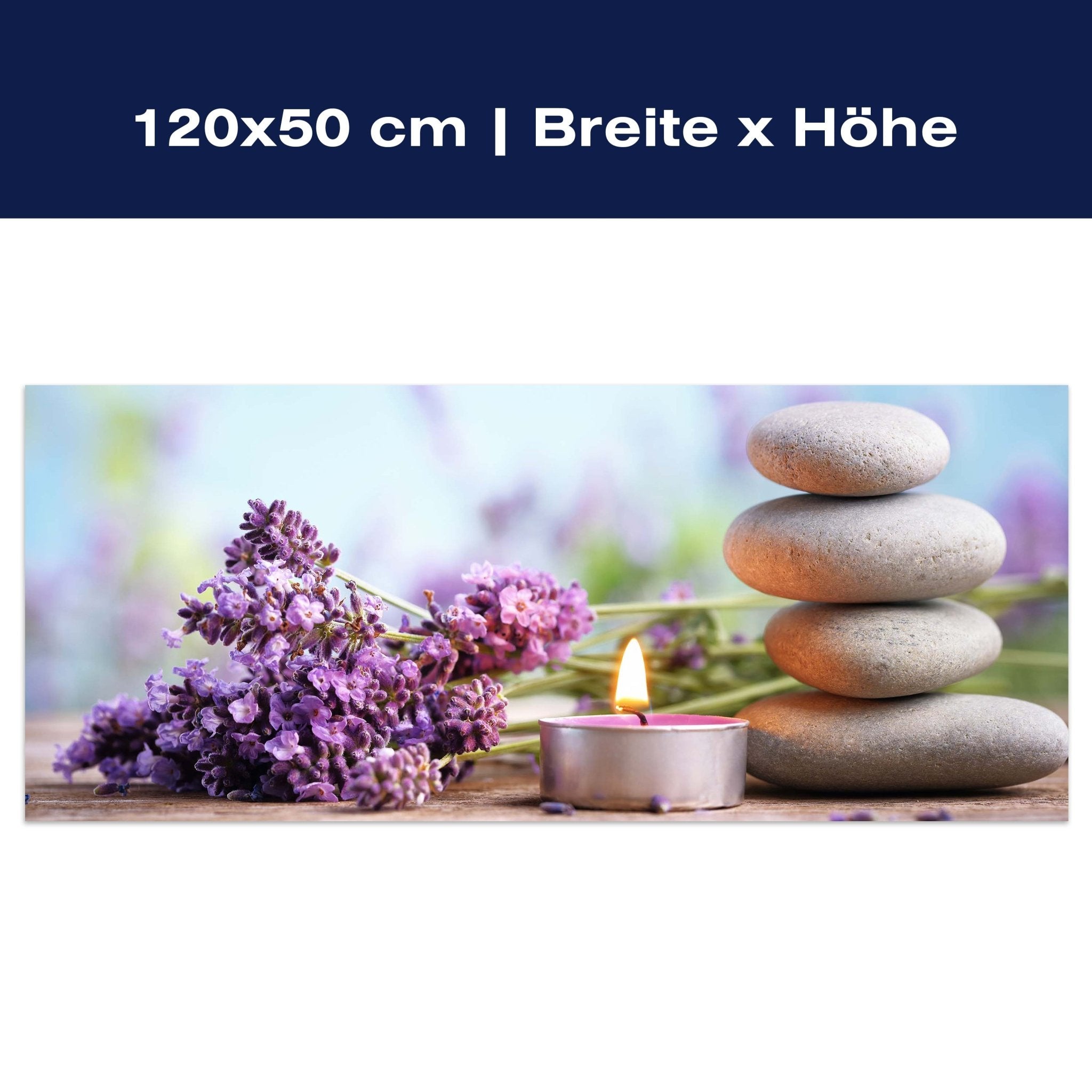 Leinwandbild Teelicht, Steine, Lavendel, Wellness M1102