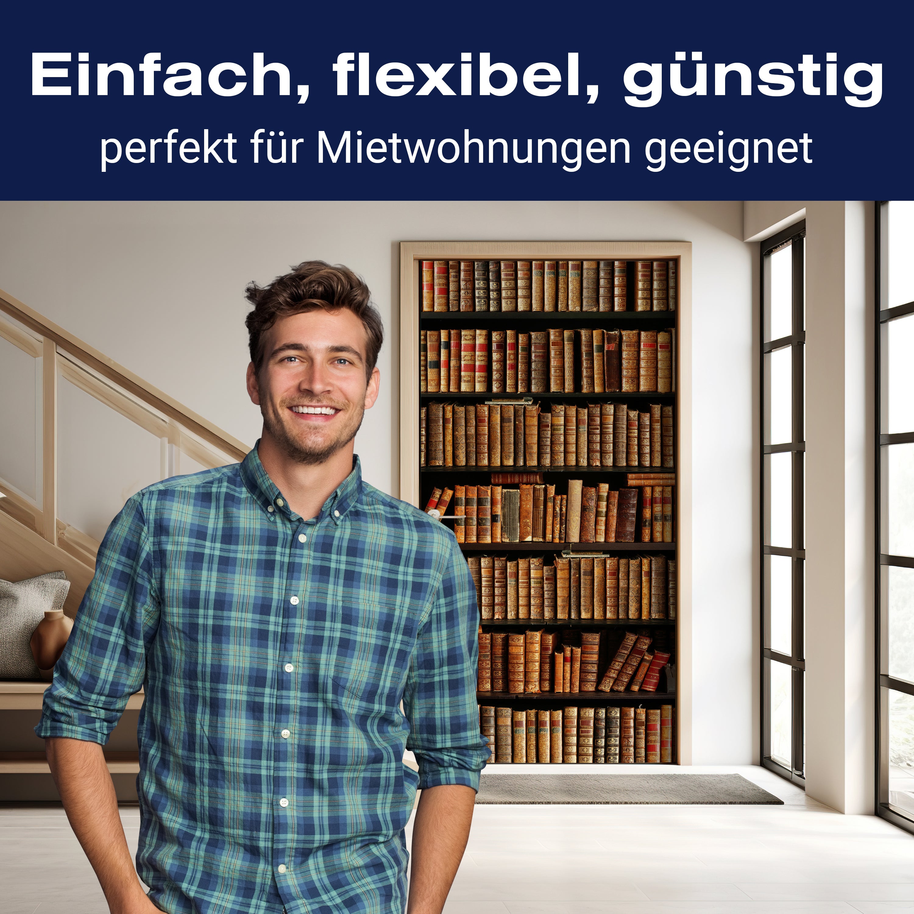 Türtapete altes Bücher-regal, Schrank, Buch, Roman M1117 - Bild 3