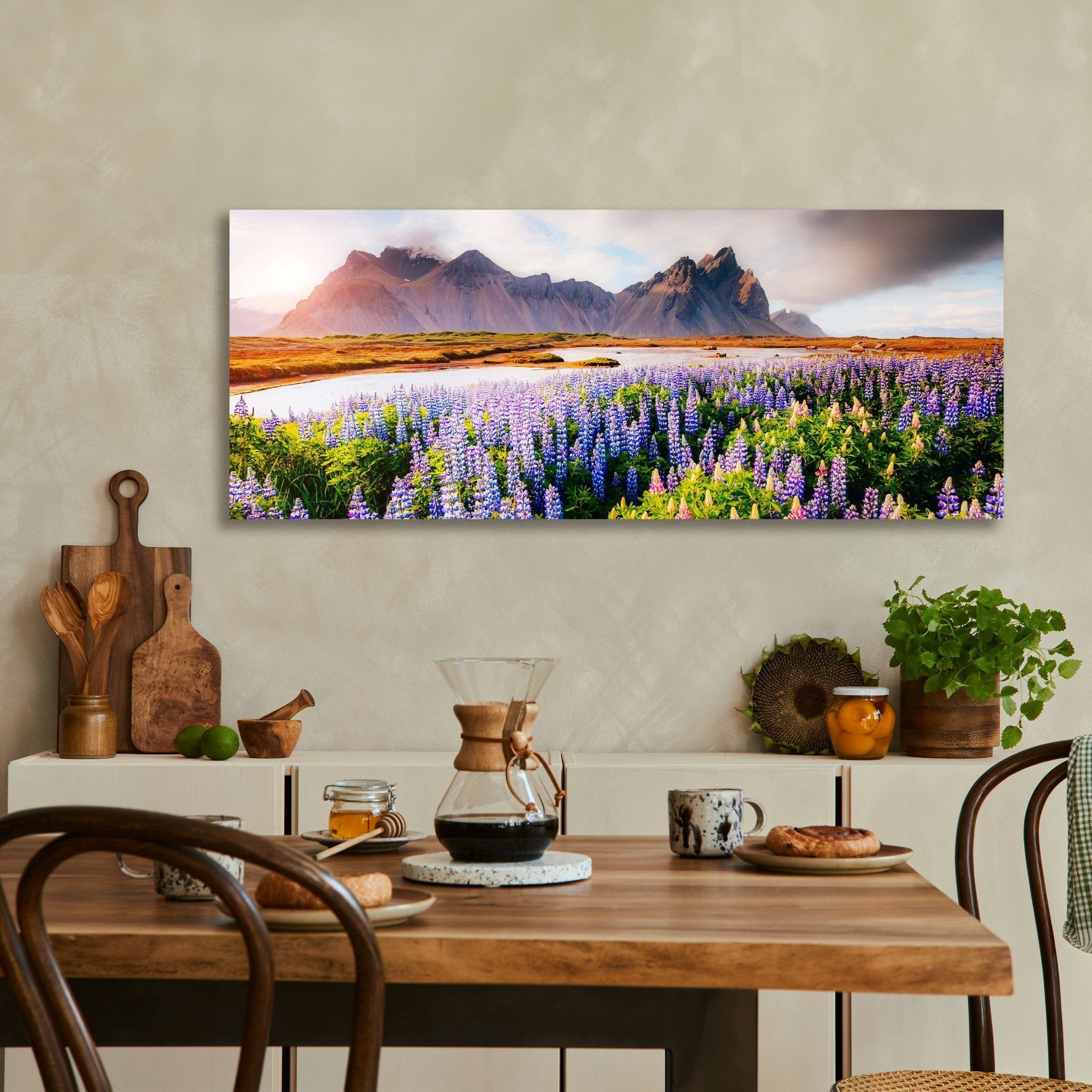 Leinwandbild Berge Lupinen Landschaft See M1129 kaufen - Bild 3