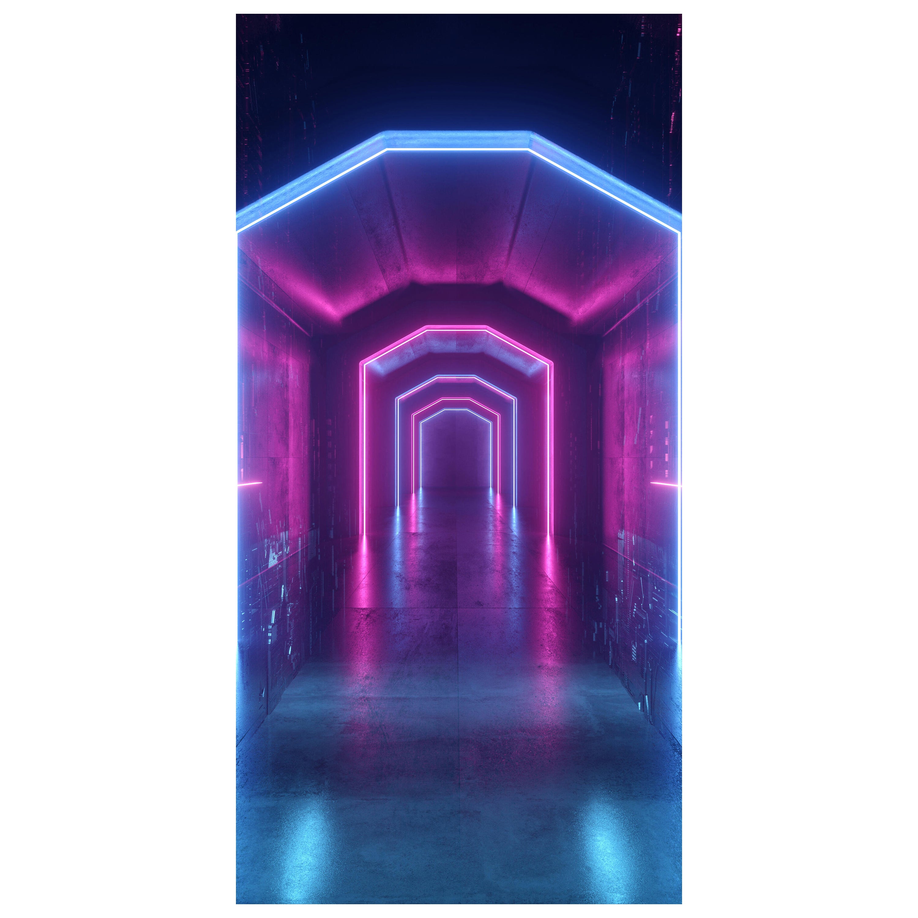 Türtapete Tunnel mit Neon-licht, Blau, Pink, Licht M1138 - Bild 2