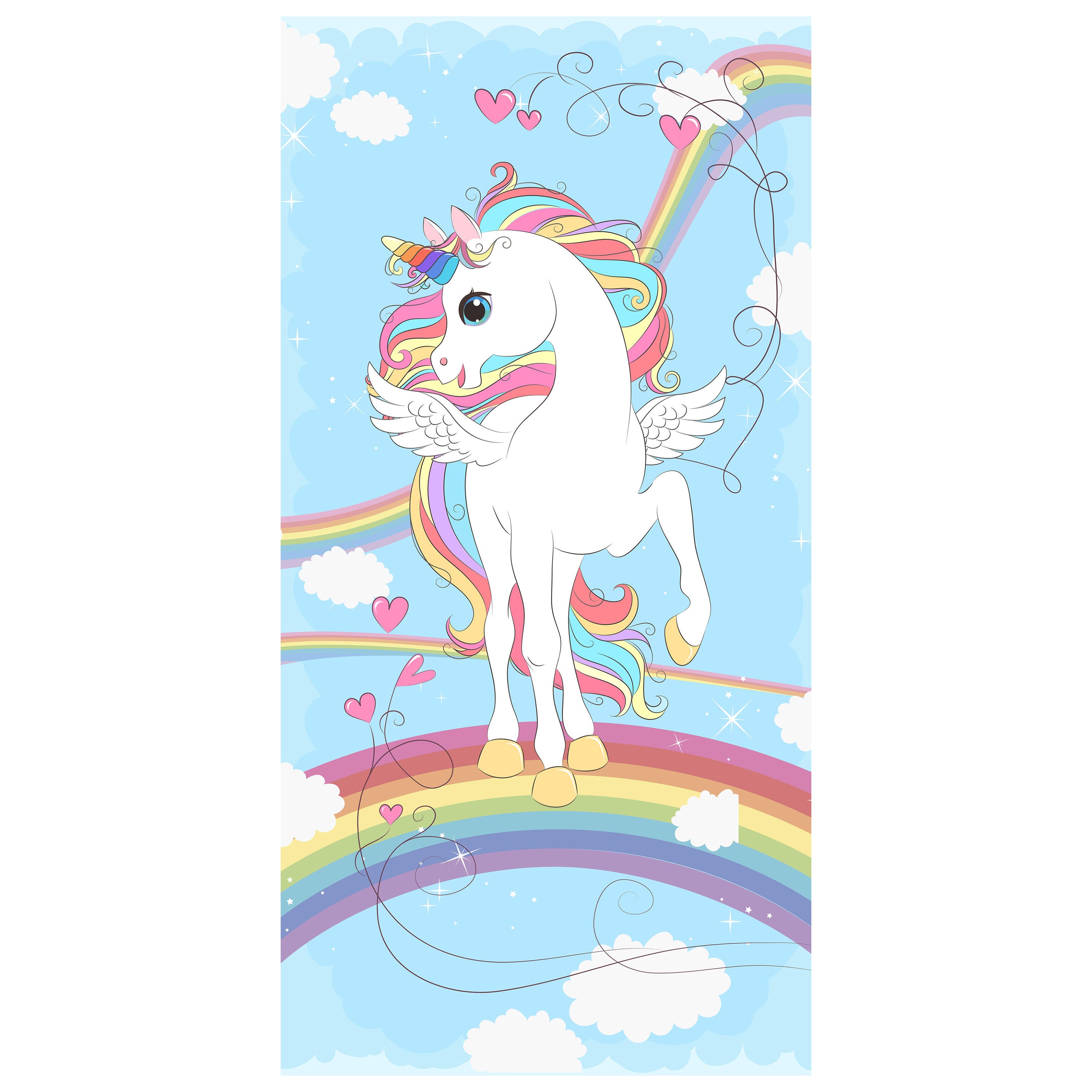 Türtapete Regenbogen Einhorn, bunt, Herzen M1189 - Bild 2