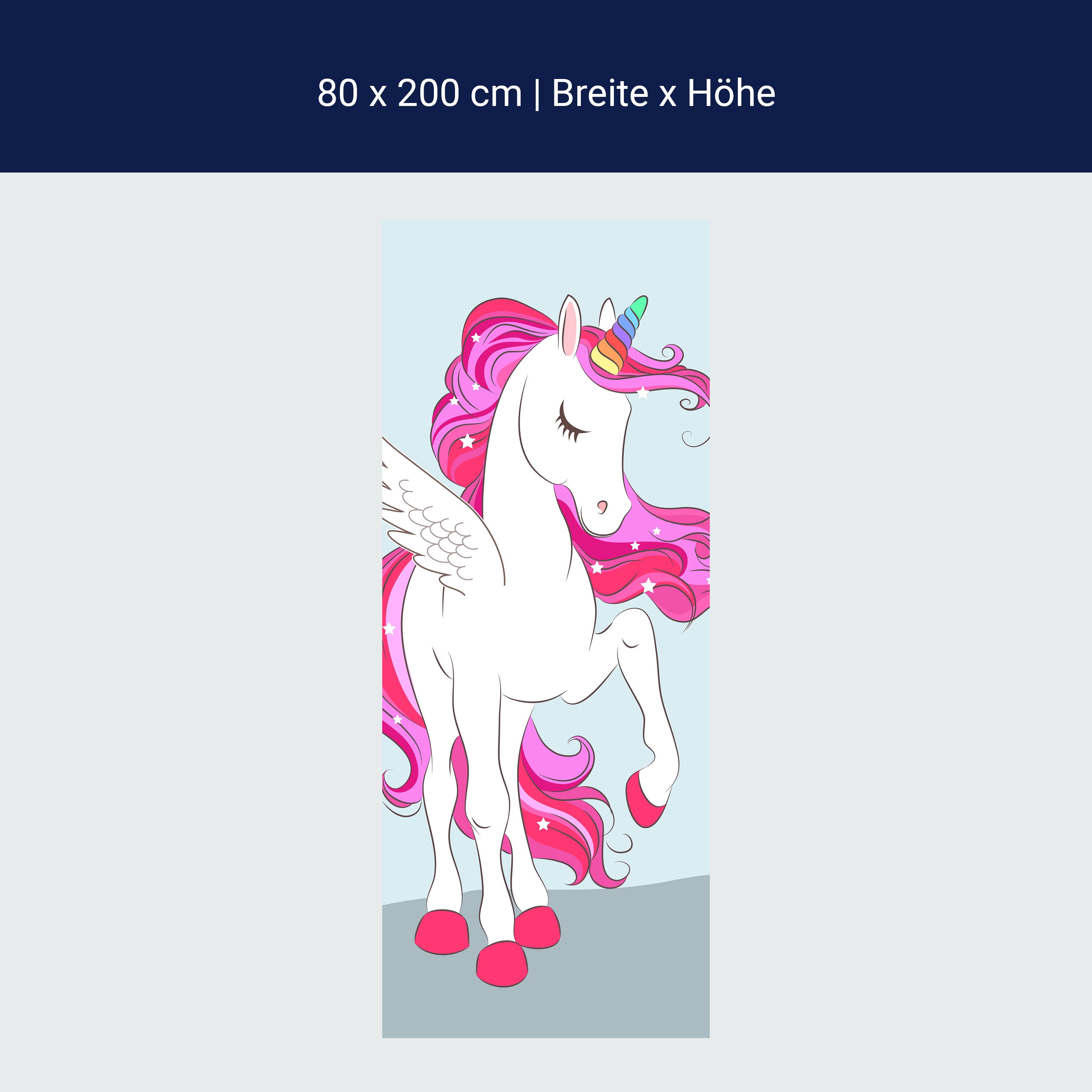 Türtapete Regenbogen Einhorn, Pinke Mähne M1190