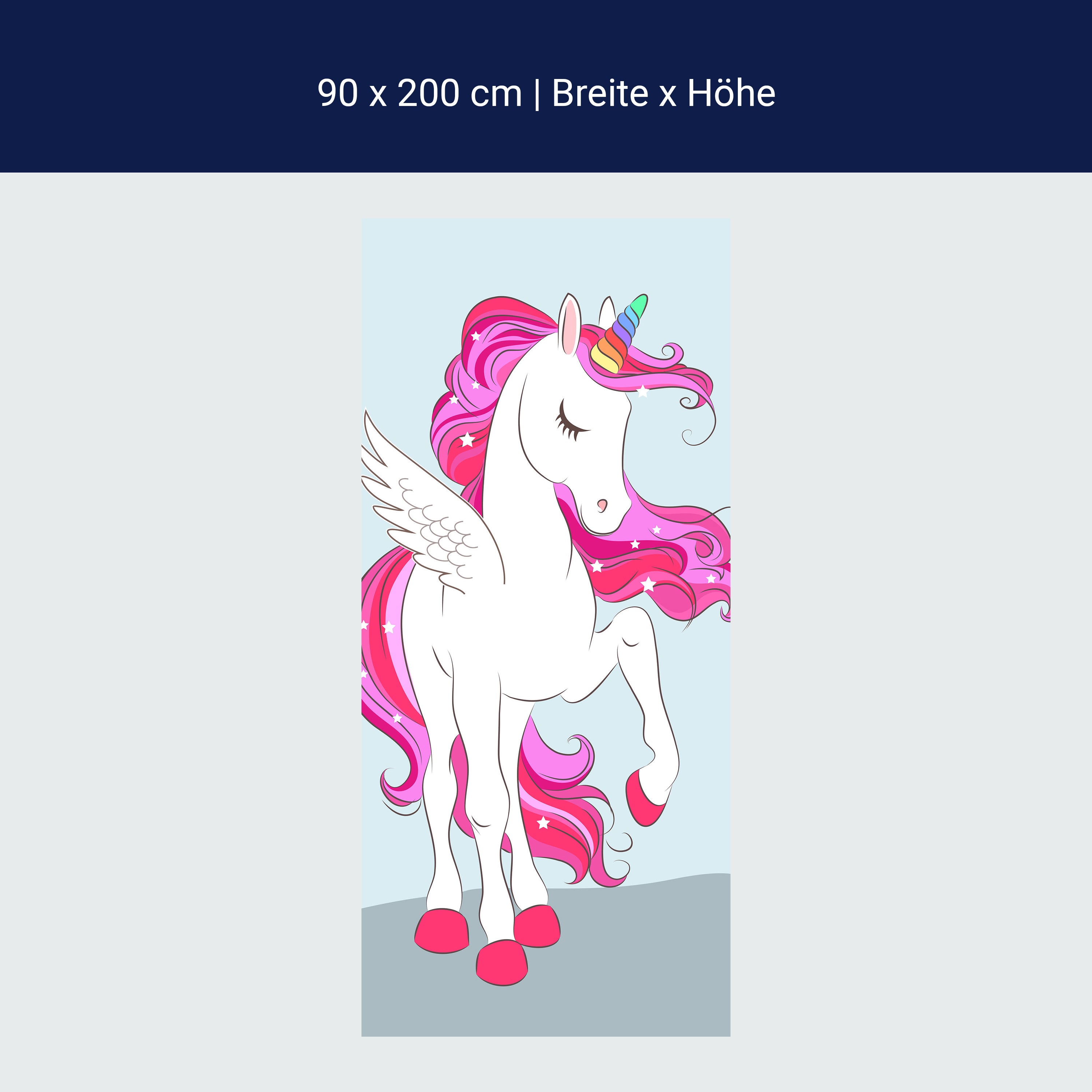 Türtapete Regenbogen Einhorn, Pinke Mähne M1190