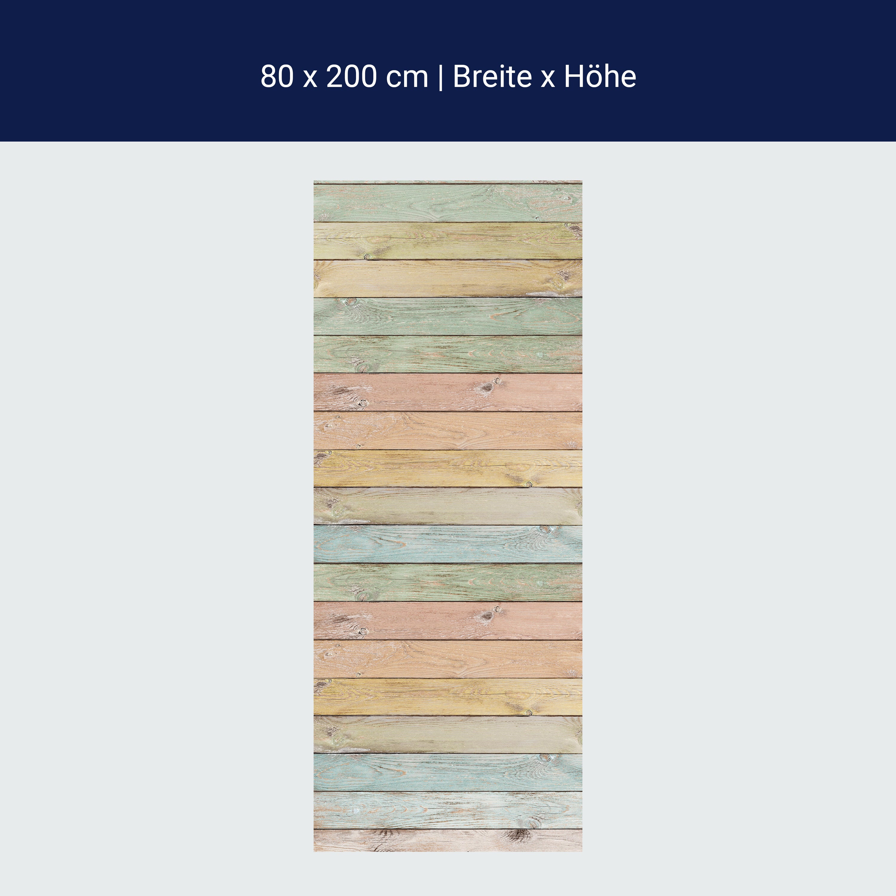 Türtapete bunte Holzplatte, Palisaden, bunt, Holz M1239