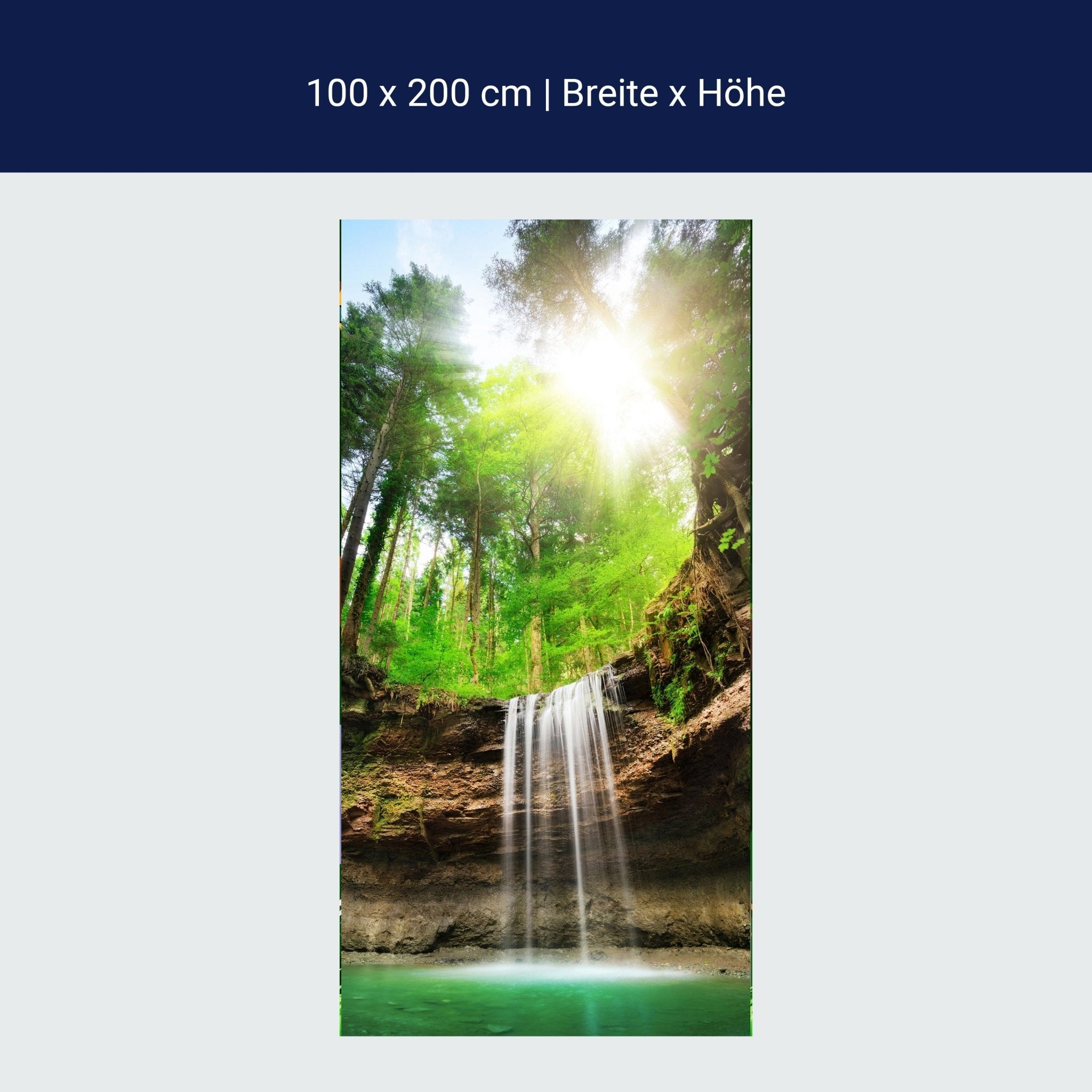 Türtapete Wasserfall im Wald, Sonne, Wasser, Natur M1294