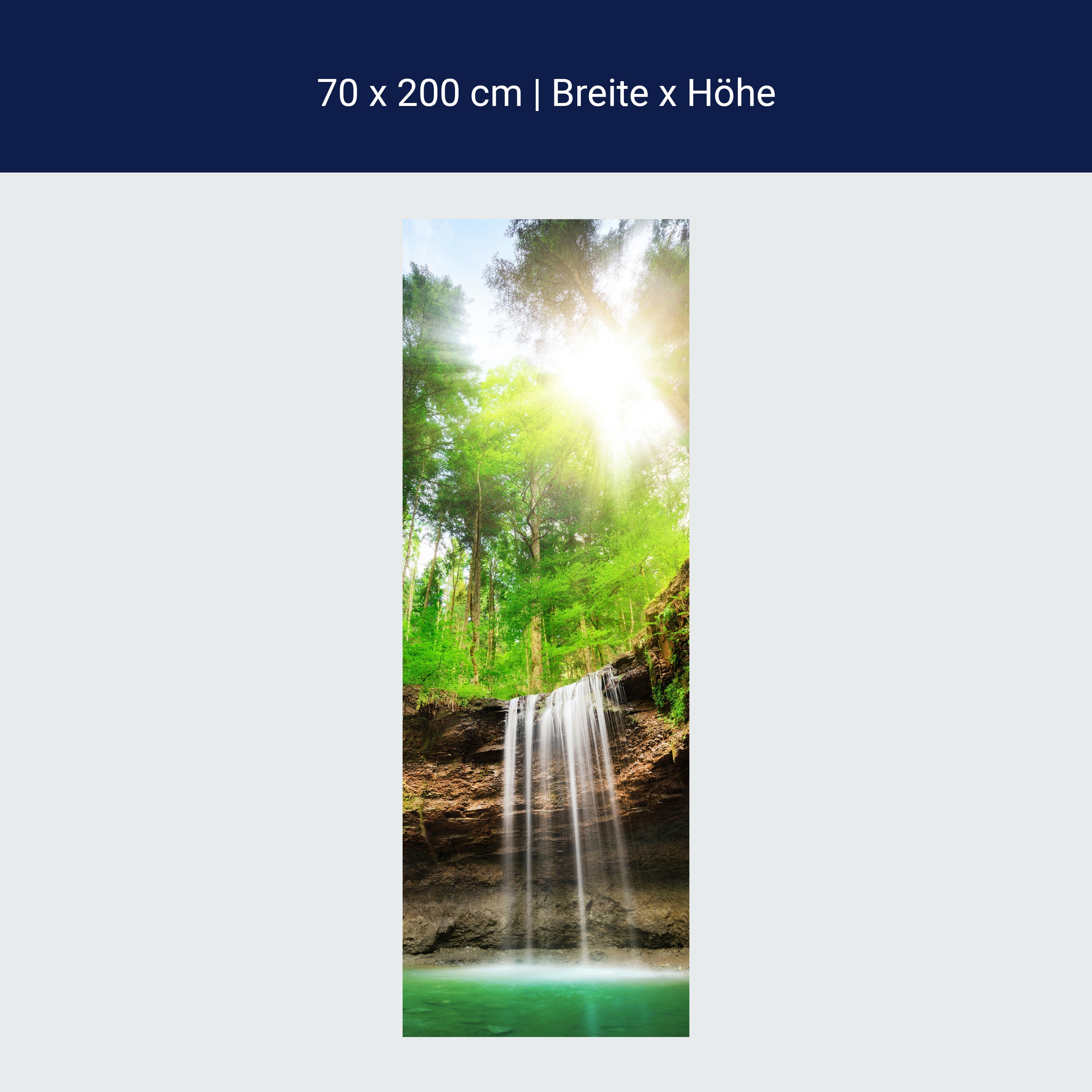 Türtapete Wasserfall im Wald, Sonne, Wasser, Natur M1294