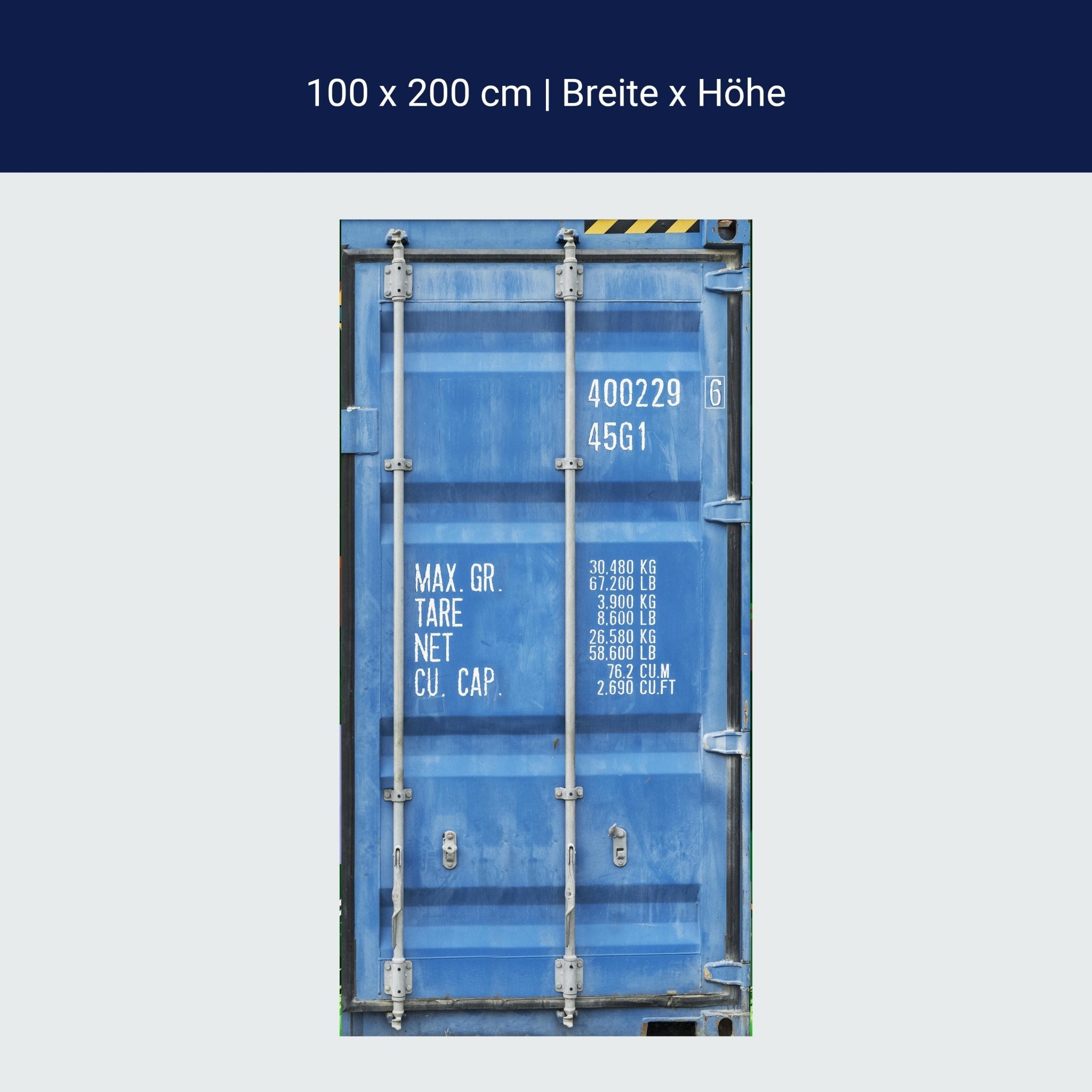 Türtapete Container Tür, Metall, Blau, Nummer M1376