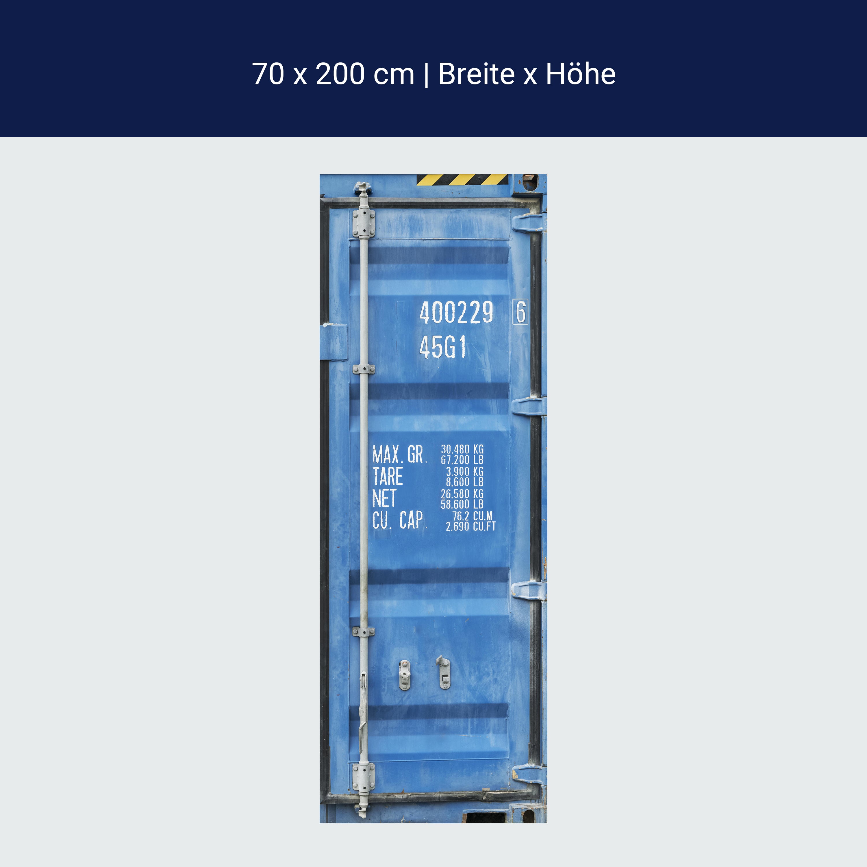 Türtapete Container Tür, Metall, Blau, Nummer M1376