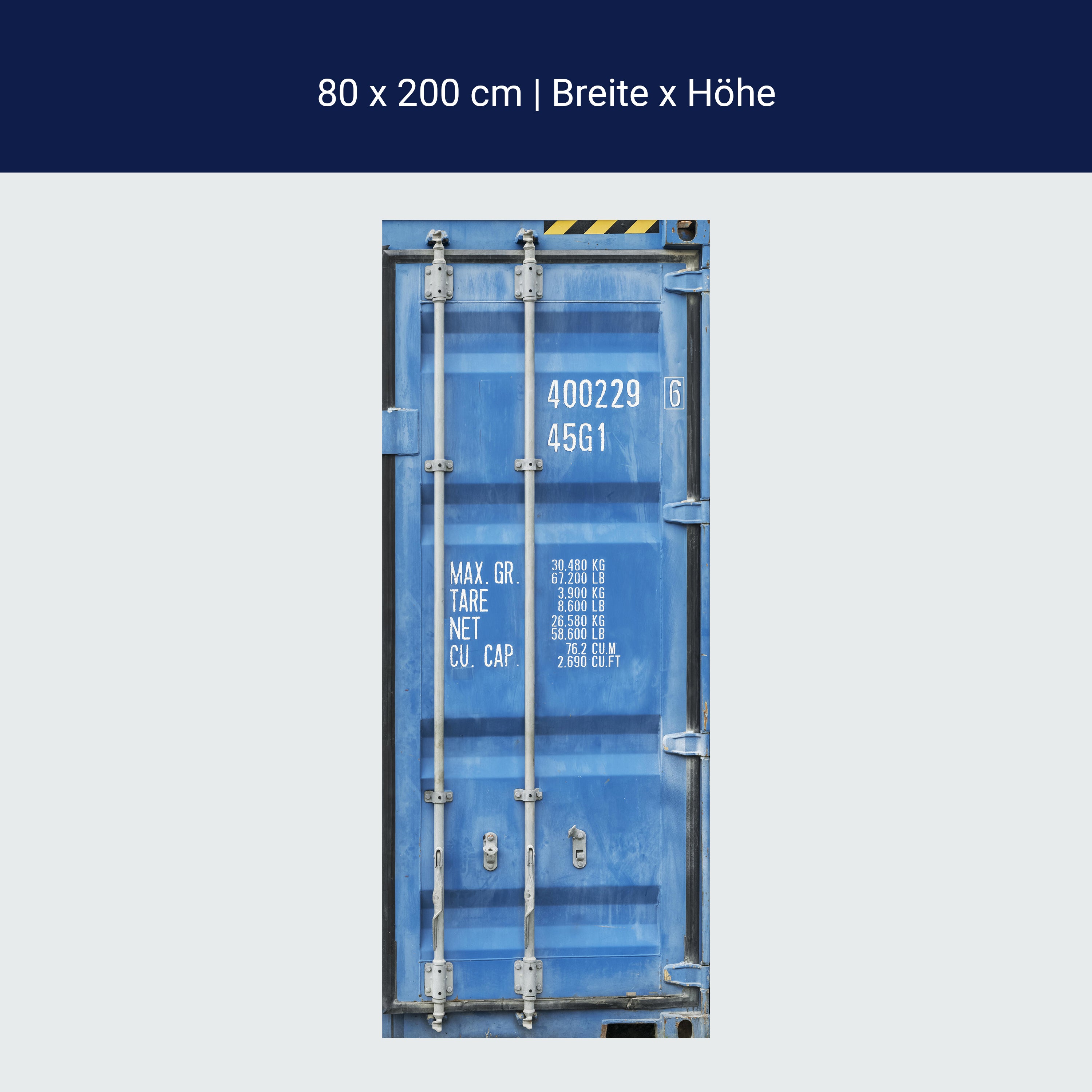 Türtapete Container Tür, Metall, Blau, Nummer M1376