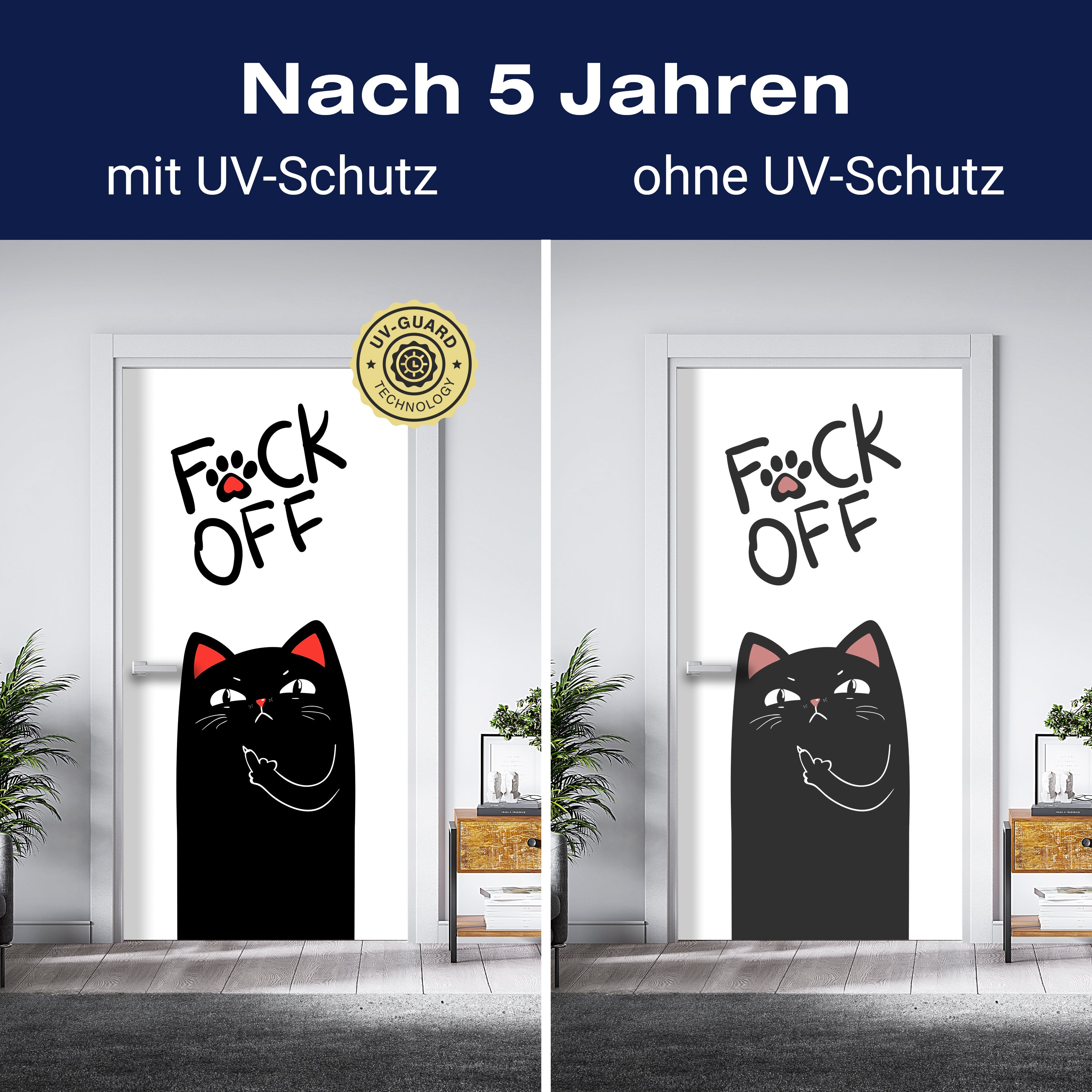 Türtapete schwarze Katze, Fuck Off M1468 - Bild 4