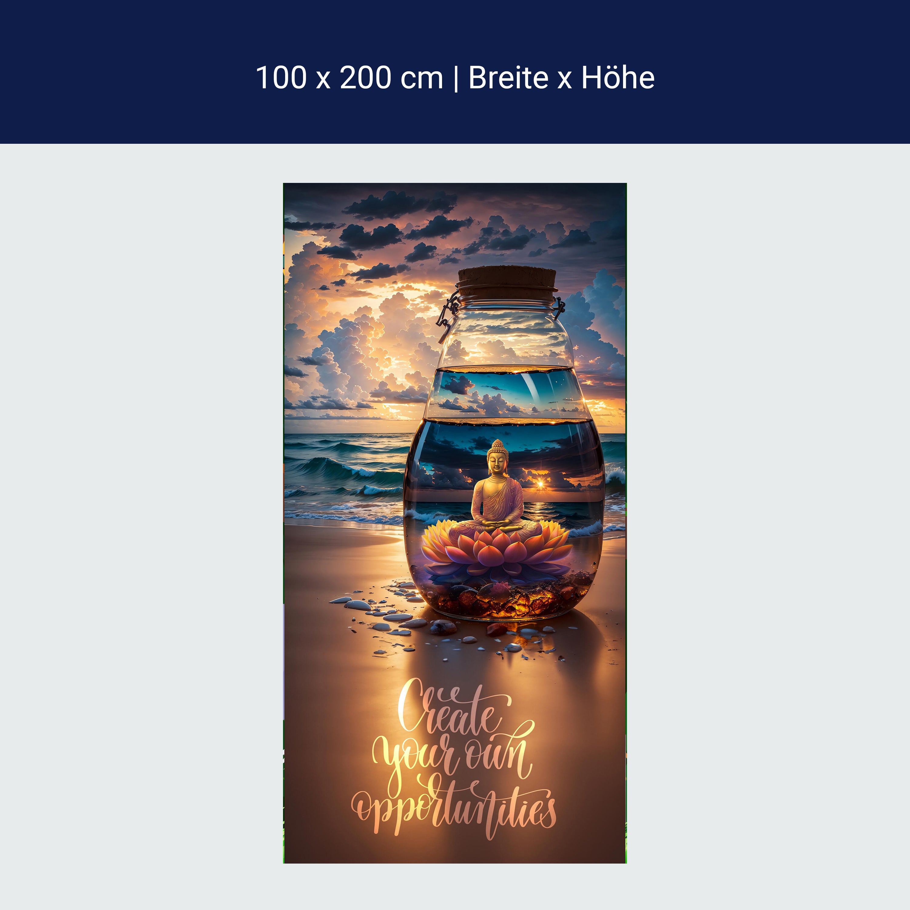 Türtapete Meer, Strand, Buddha, Spruch M1506