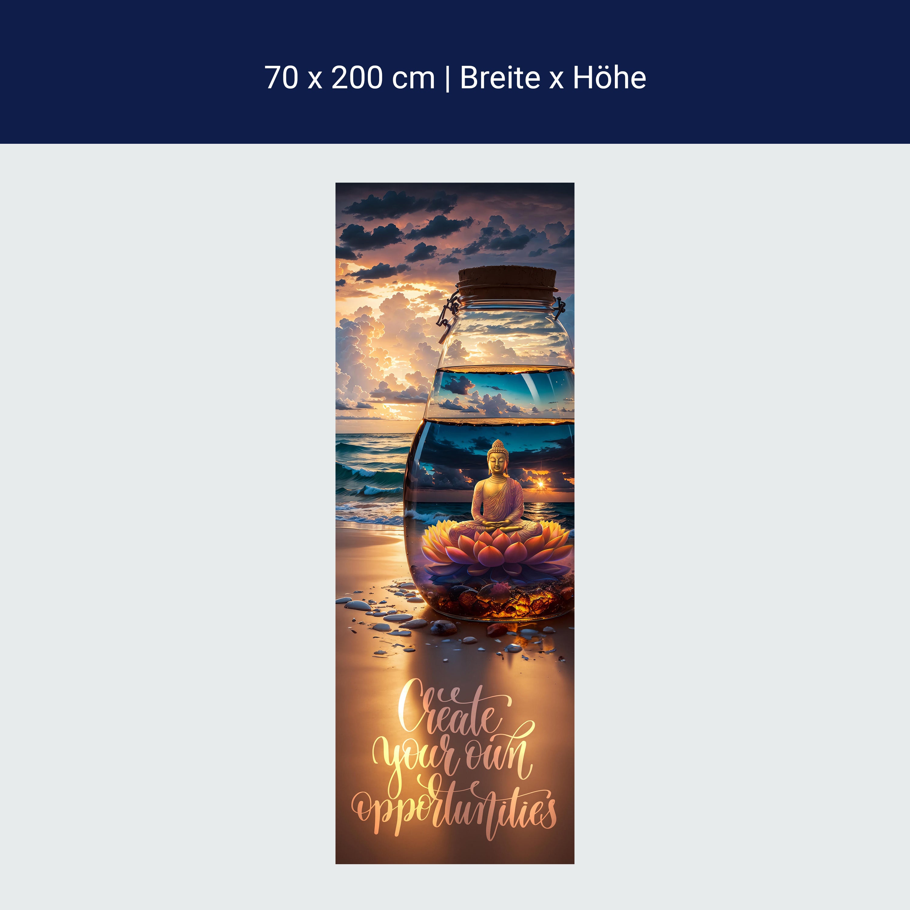 Türtapete Meer, Strand, Buddha, Spruch M1506