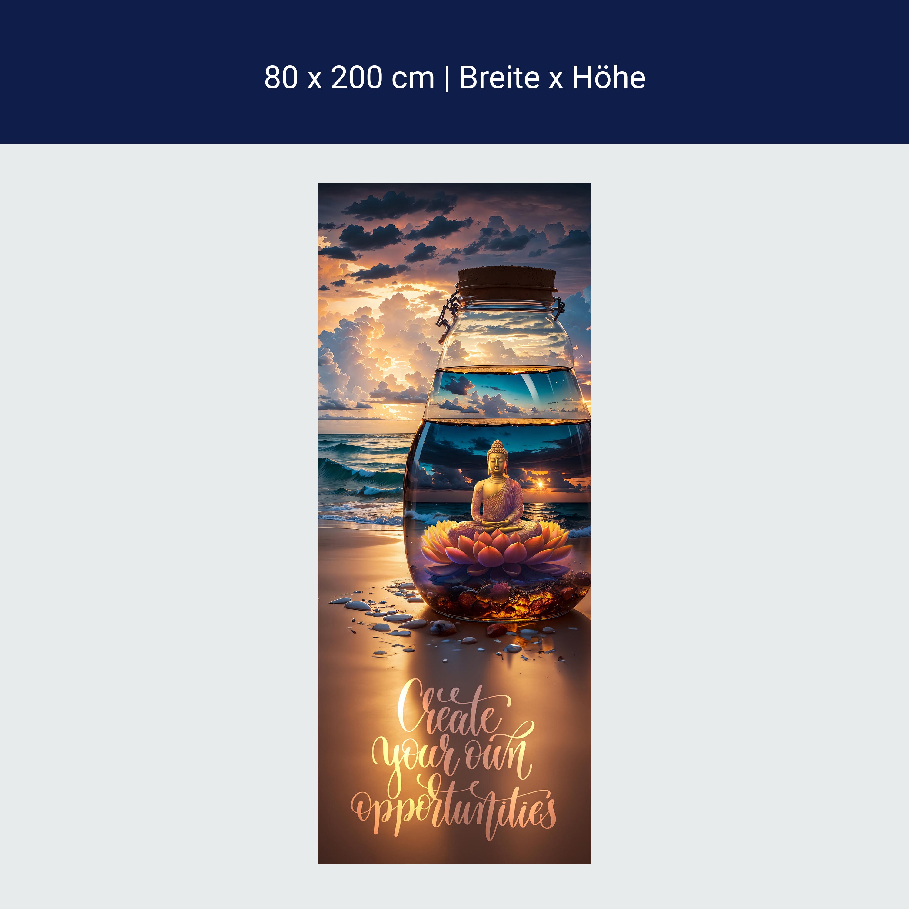 Türtapete Meer, Strand, Buddha, Spruch M1506