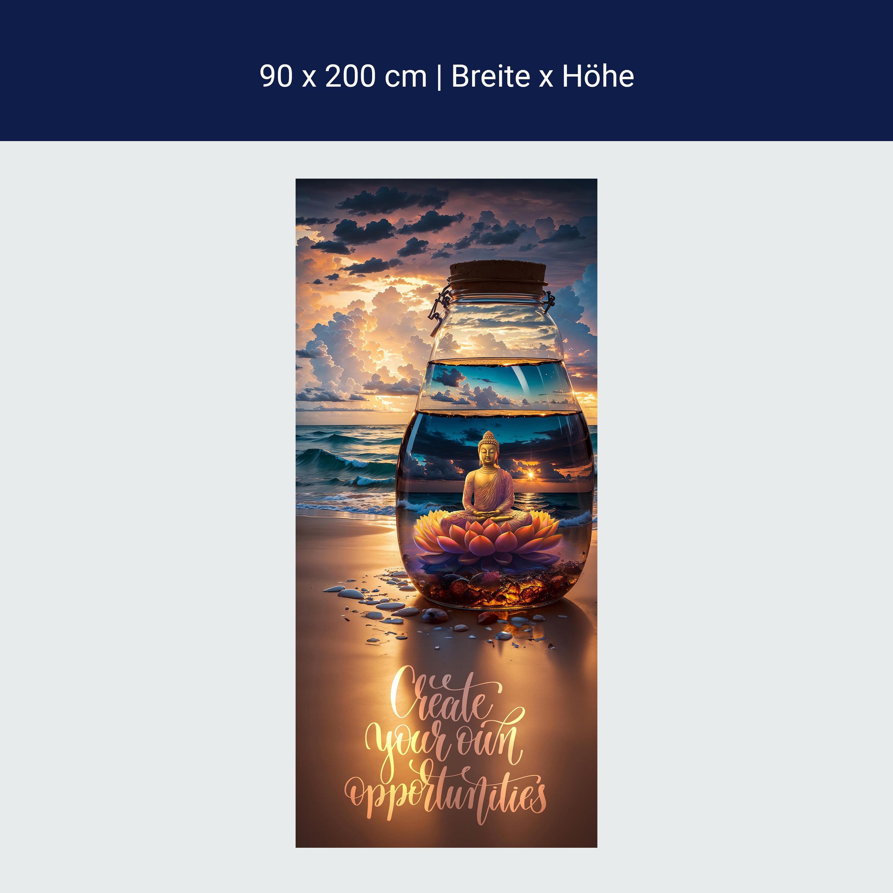 Türtapete Meer, Strand, Buddha, Spruch M1506