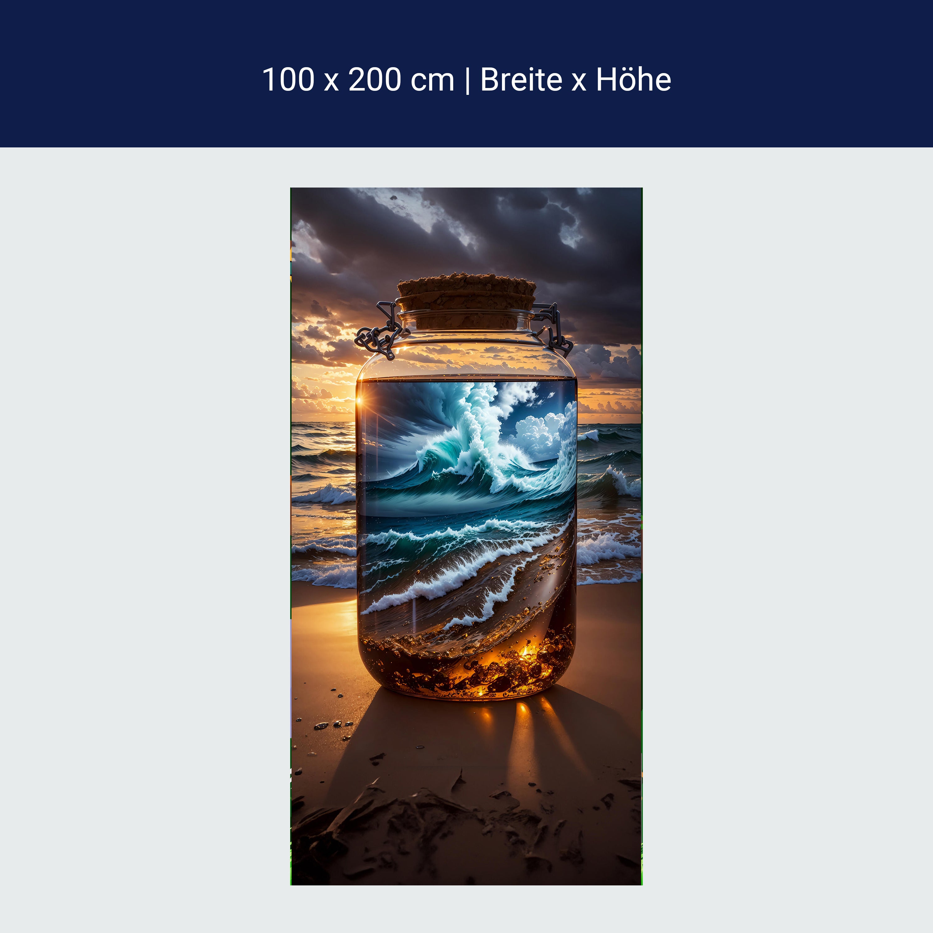 Türtapete Meer, Strand, Flasche, Wasser M1508