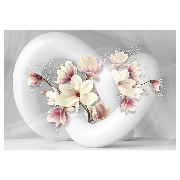 Fototapete 3D Form Blumen kreise Raum weiss M4646 - Bild 2