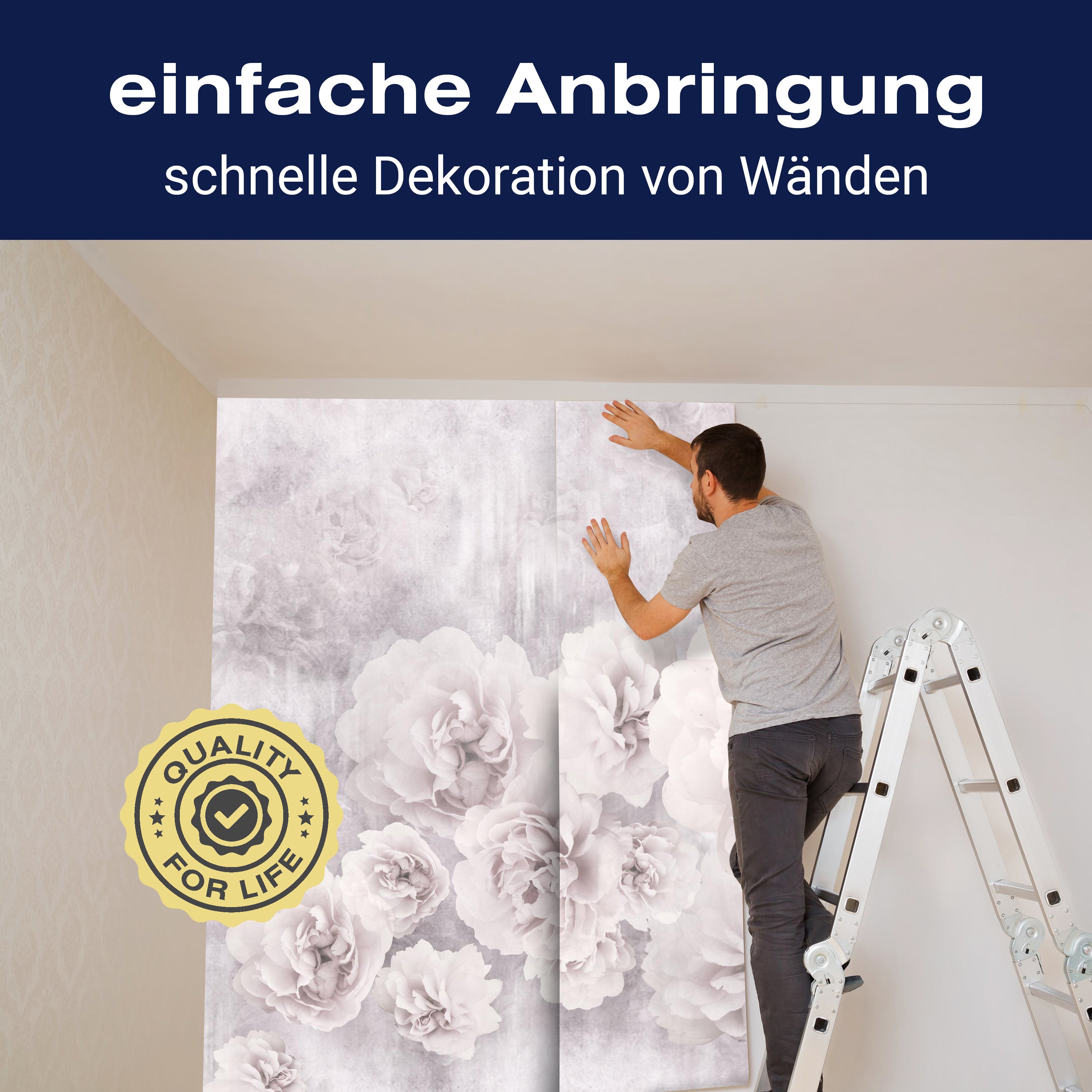 Fototapete Weiss Rosen Beton wand alt M4677 - Bild 3