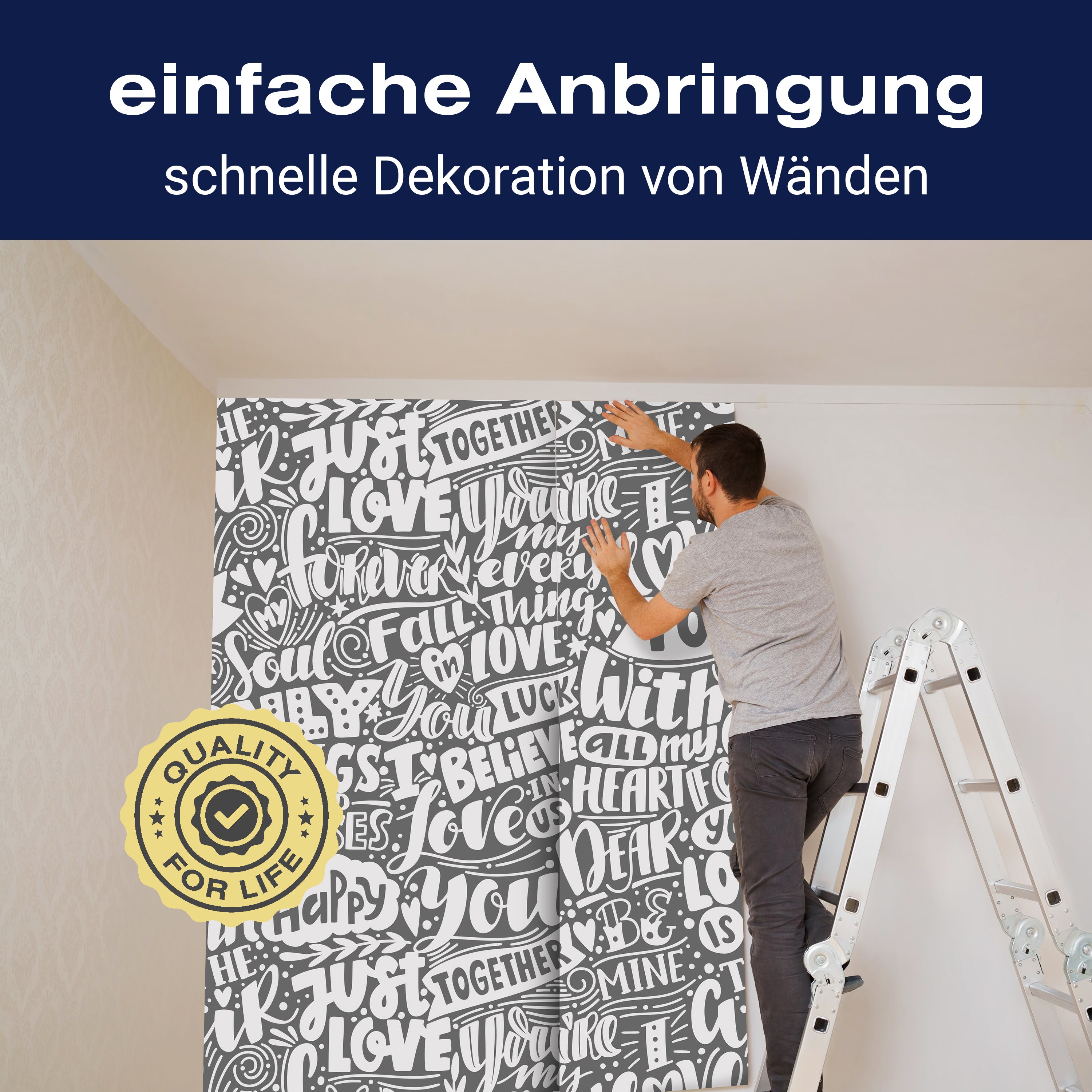 Fototapete Schrift Liebe grau M6366 - Bild 3