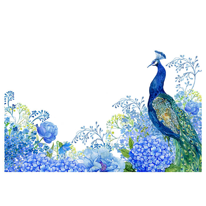 Fototapete Pfau Blumen Kunst Aquarell M6579 - Bild 2