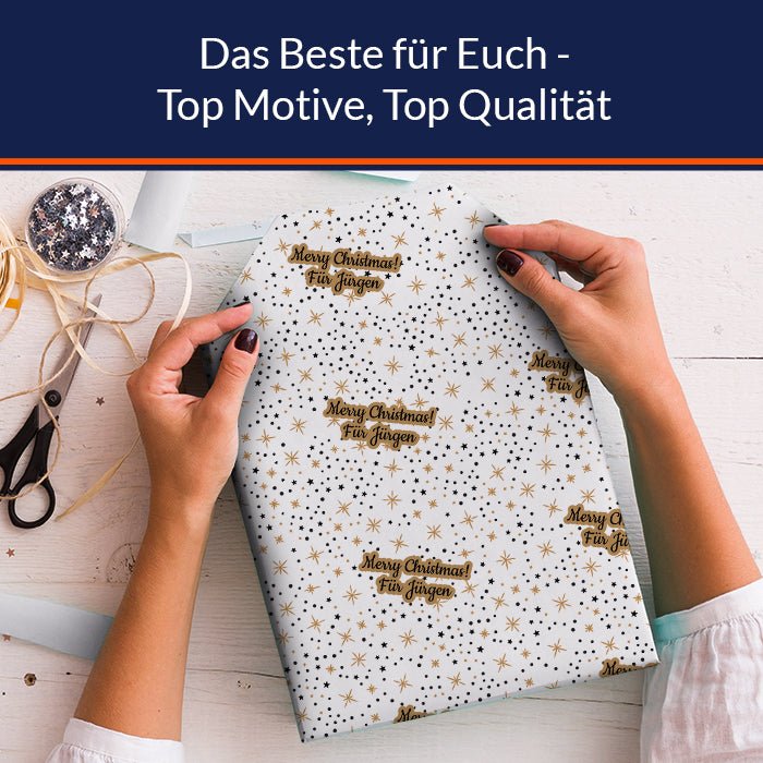 Geschenkpapier personalisiert Geschenkpapier Weihnachten Sterne Text M0043 - Bild 5