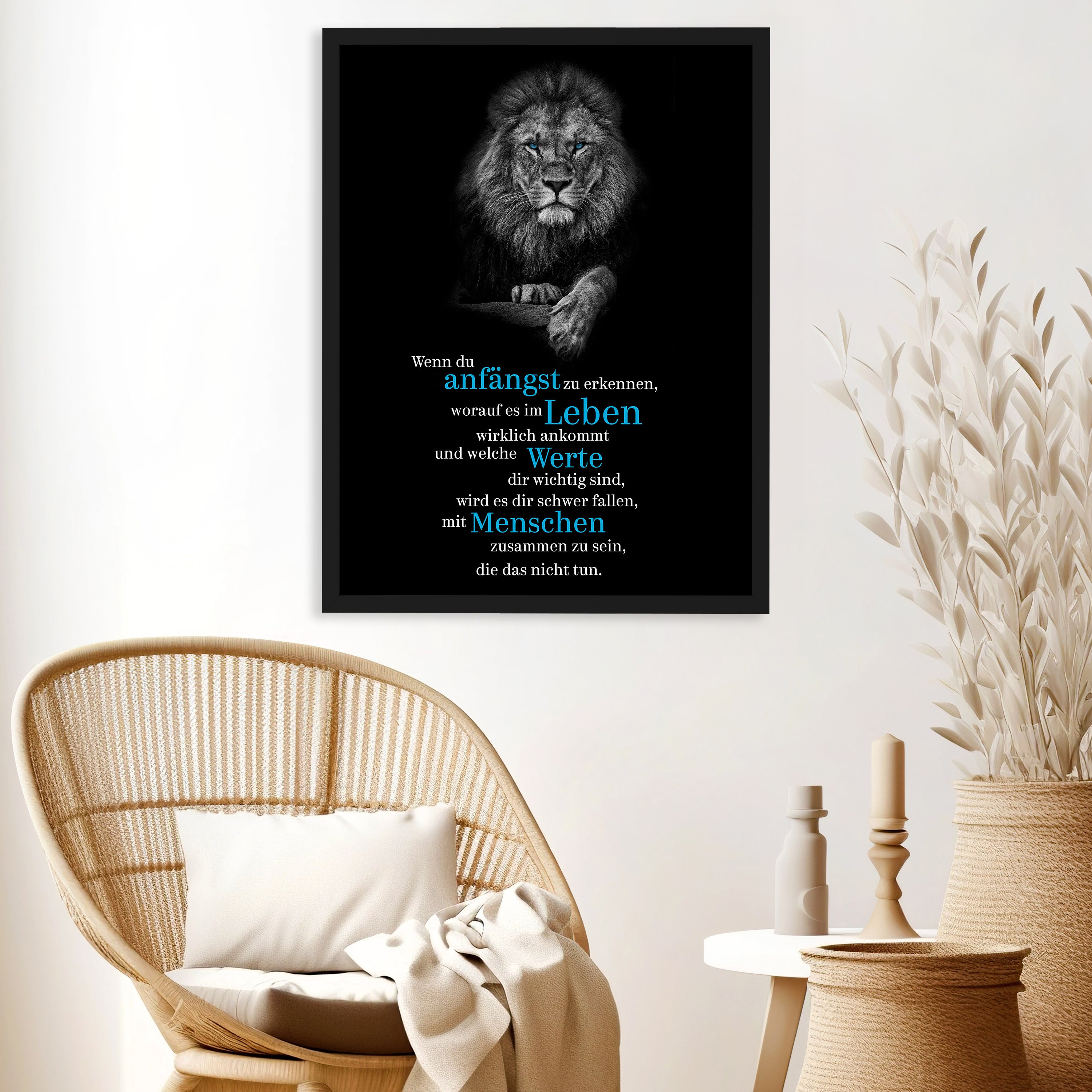 M0163 Löwe, Poster im Leben, Blau Werte
