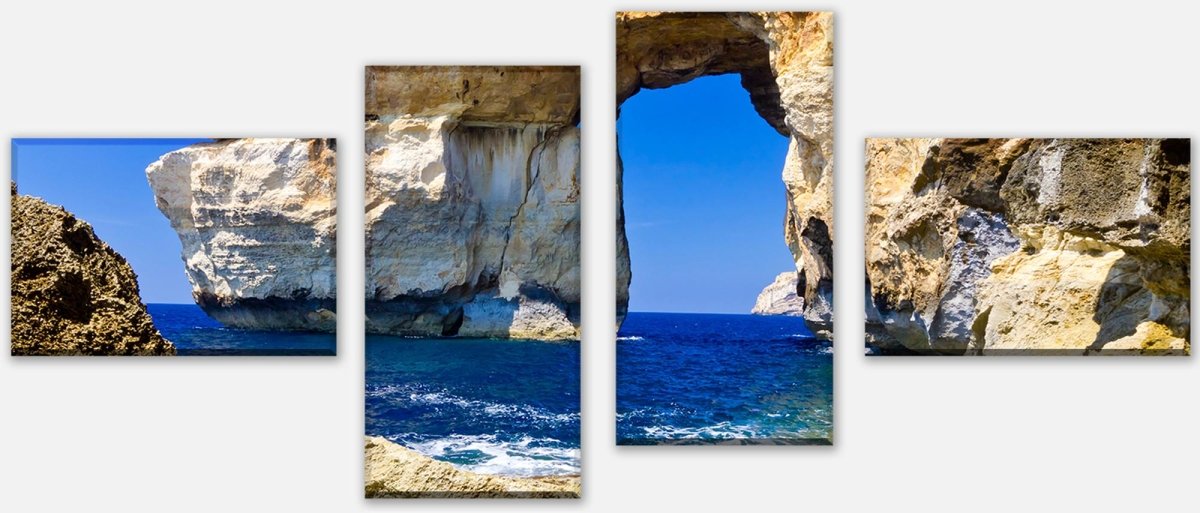 Leinwandbild Mehrteiler Blaues Fenster Gozo M0288