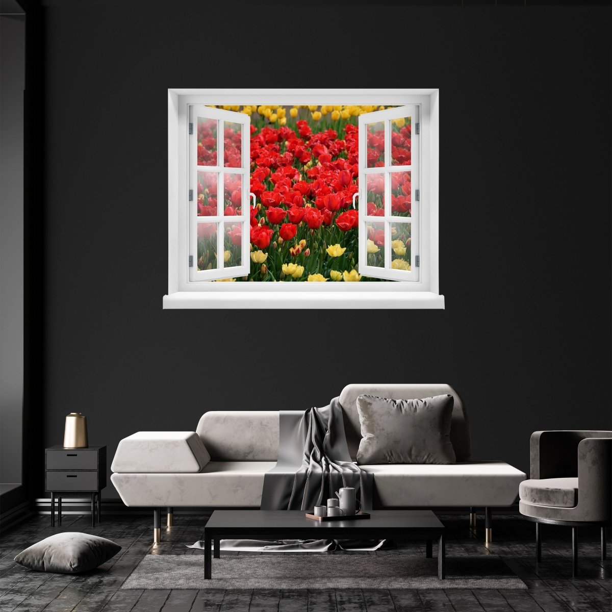 Feld, Rot, Blüten 3D-Wandtattoo M1246 Gelb, Blumen, entdecken Wandsticker - Tulpen
