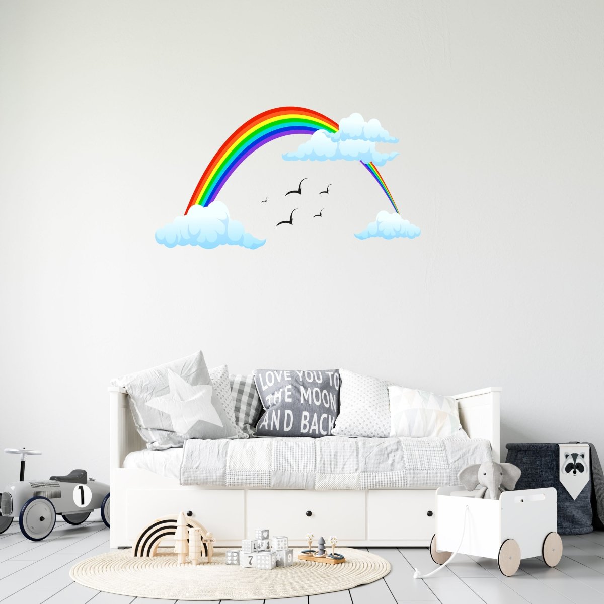 Discover wall stickers colorful rainbow, sky clouds, birds, WS00000059