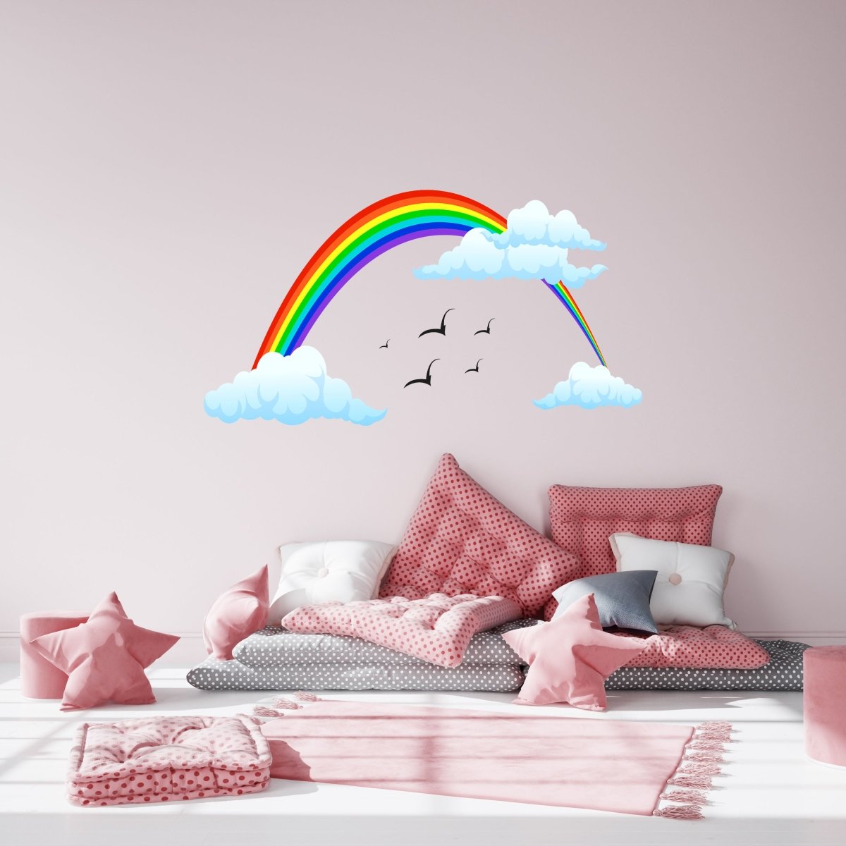 Discover wall stickers WS00000059 sky rainbow, colorful clouds, birds