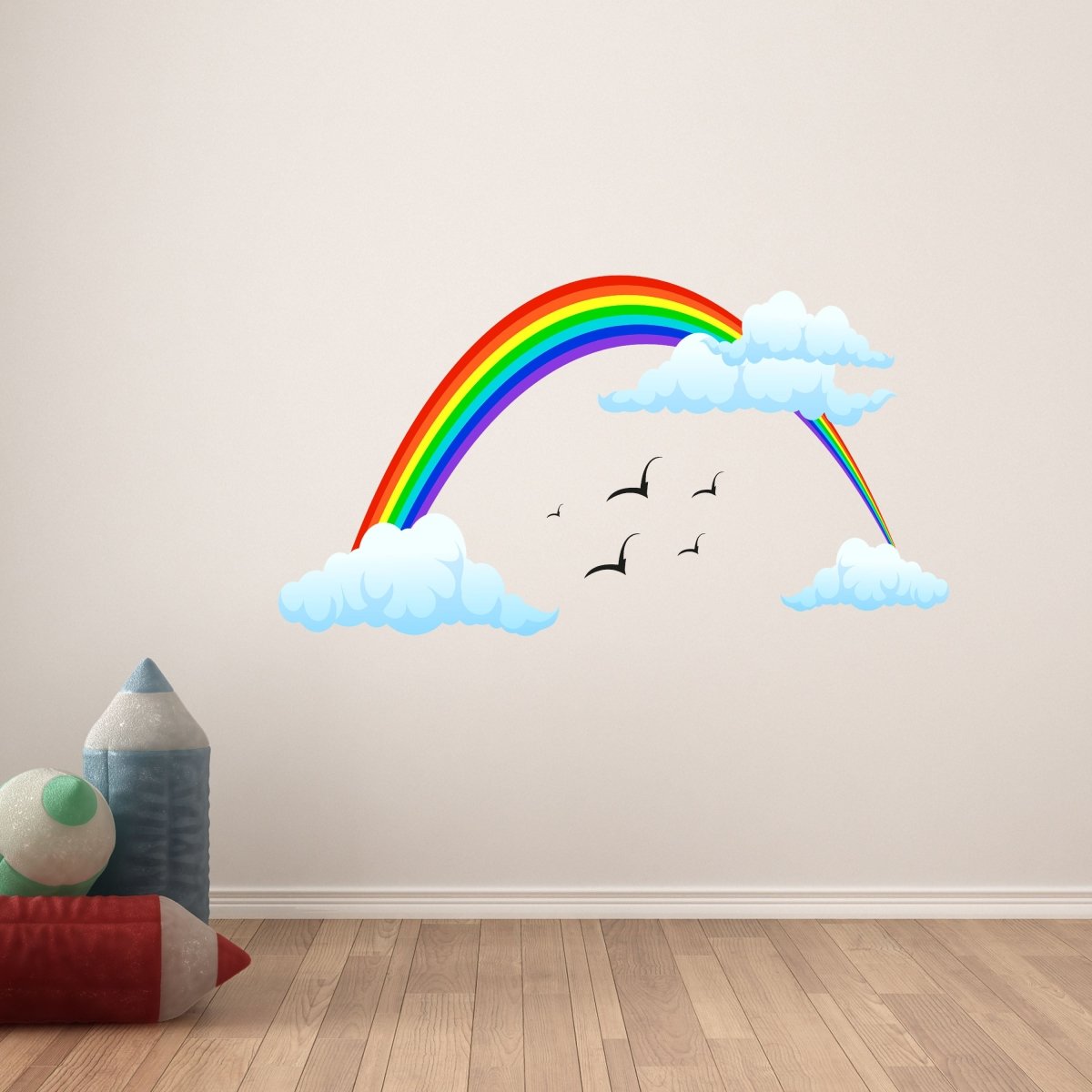 Discover wall birds, clouds, rainbow, stickers WS00000059 sky colorful