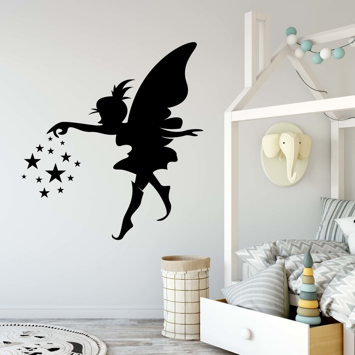 Tatouage mural licorne elfe fée lumineuse étoiles M2018 -  France